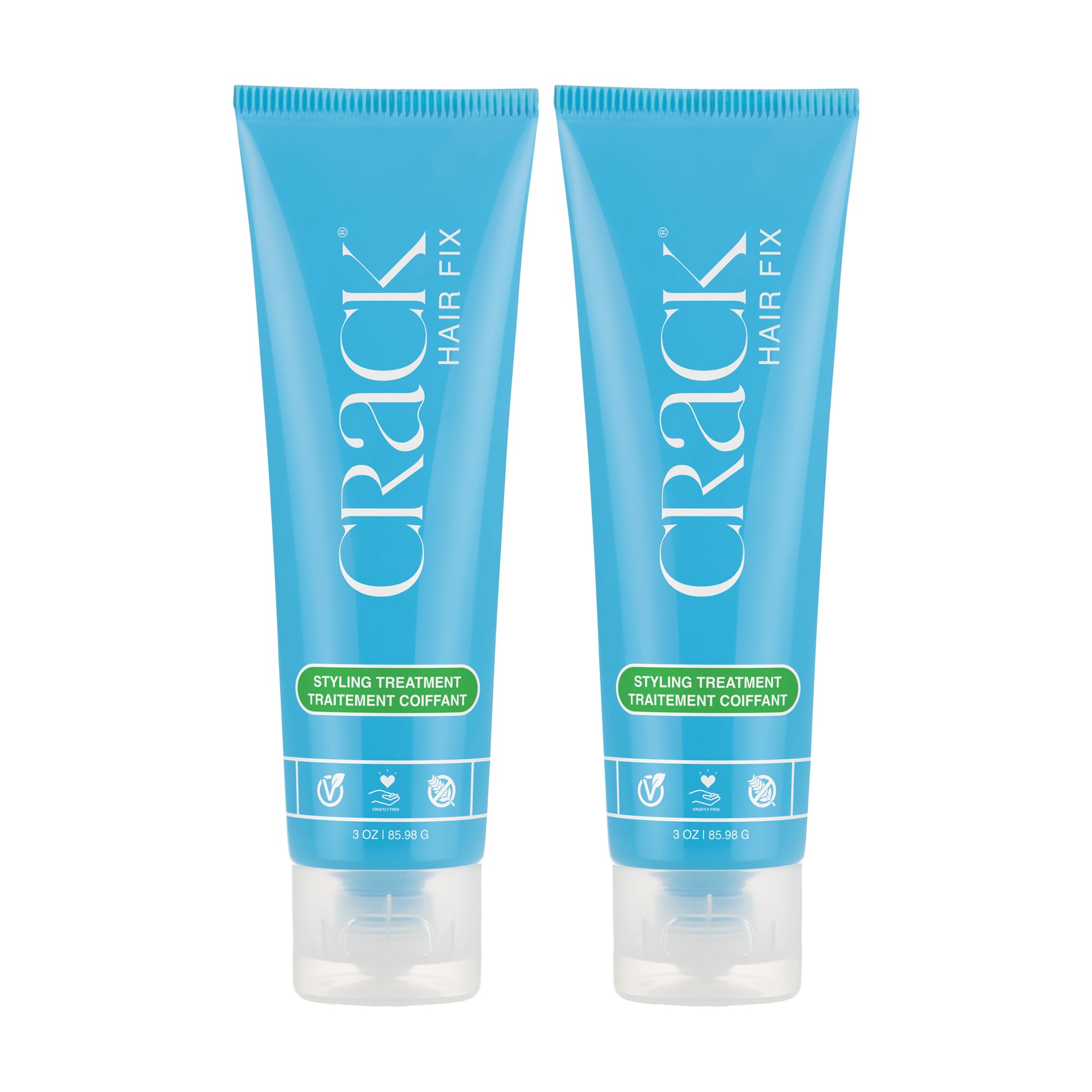 Crack Hair Fix styling cream bottle shows frizz-control leave-in formula.