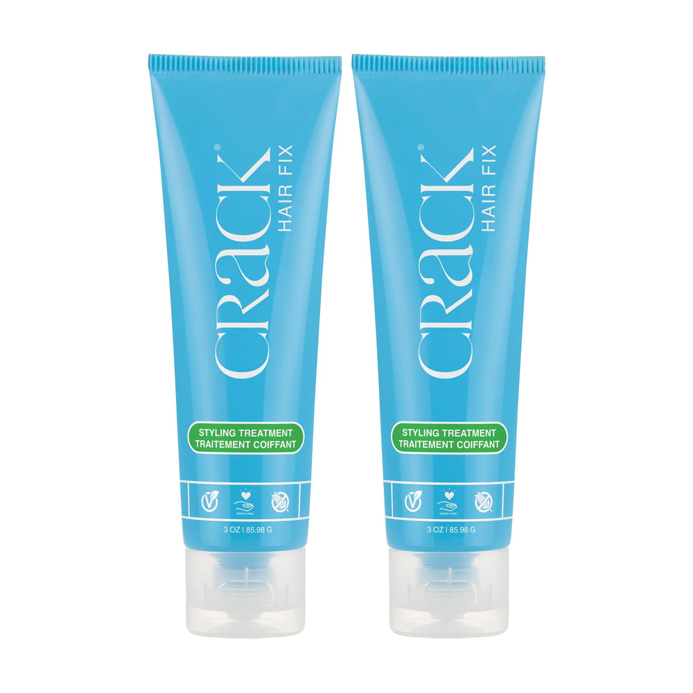 Crack Hair Fix styling cream bottle shows frizz-control leave-in formula.