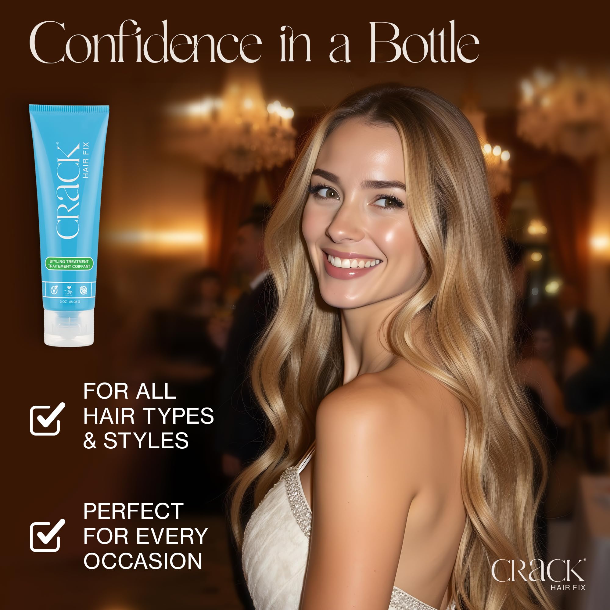 Crack Hair Fix styling cream ingredients highlight acai & proteins for nourishing care.