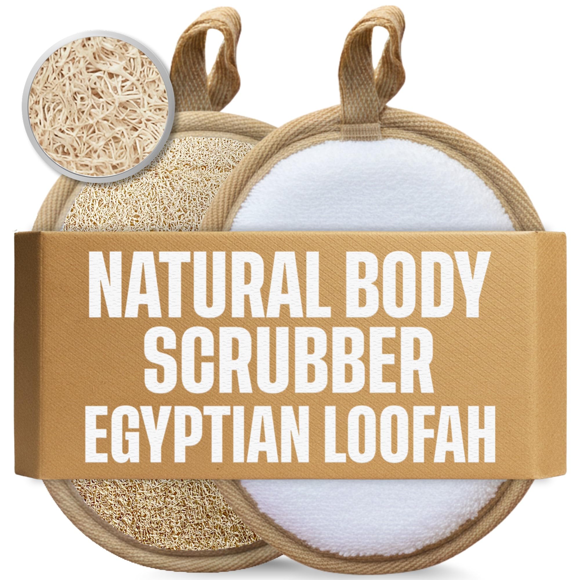 Crafts of Egypt Egyptian natural loofah pad dual-sided closeup for spa-like exfoliation
