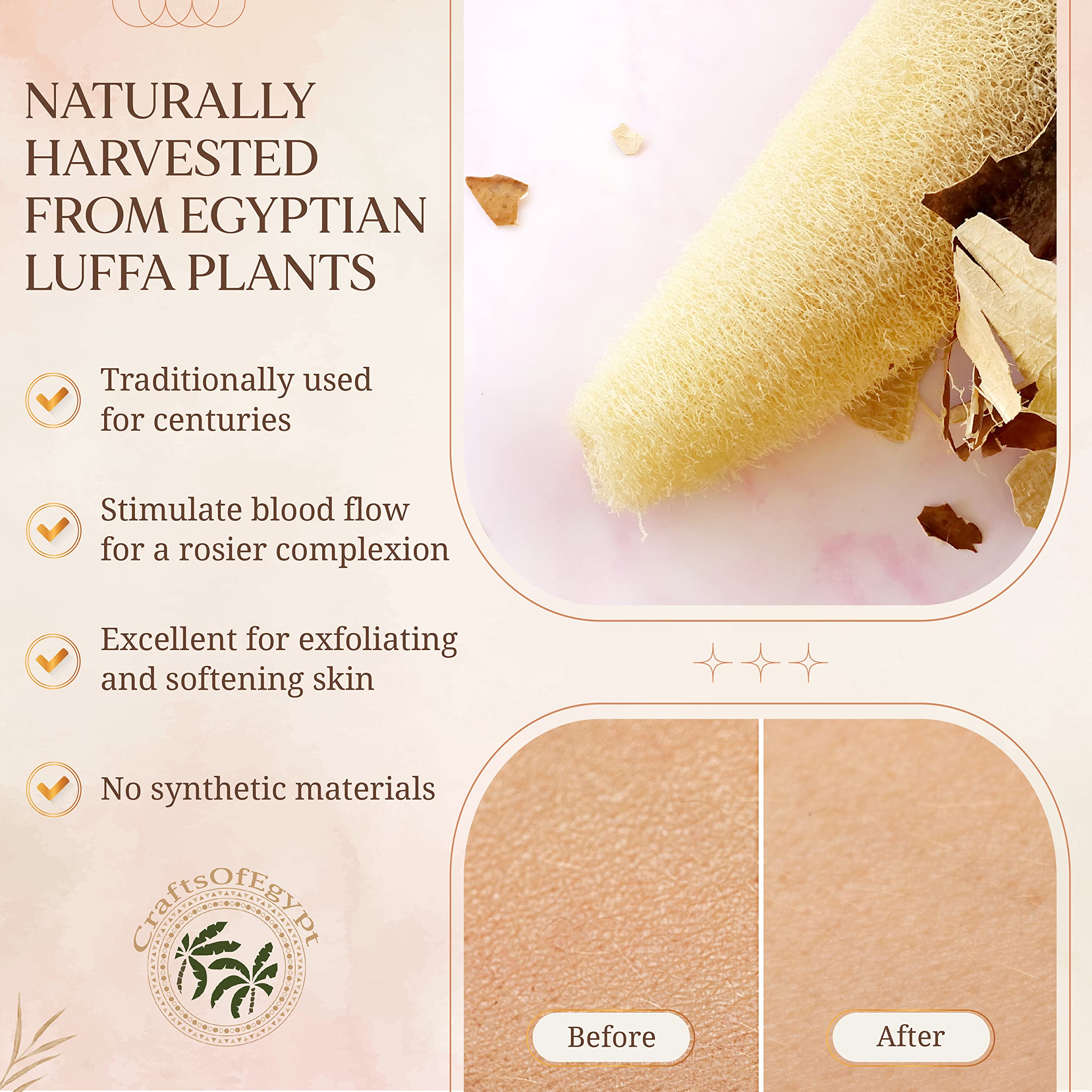 Crafts of Egypt loofah pad 2-pack gift set for pampering moments