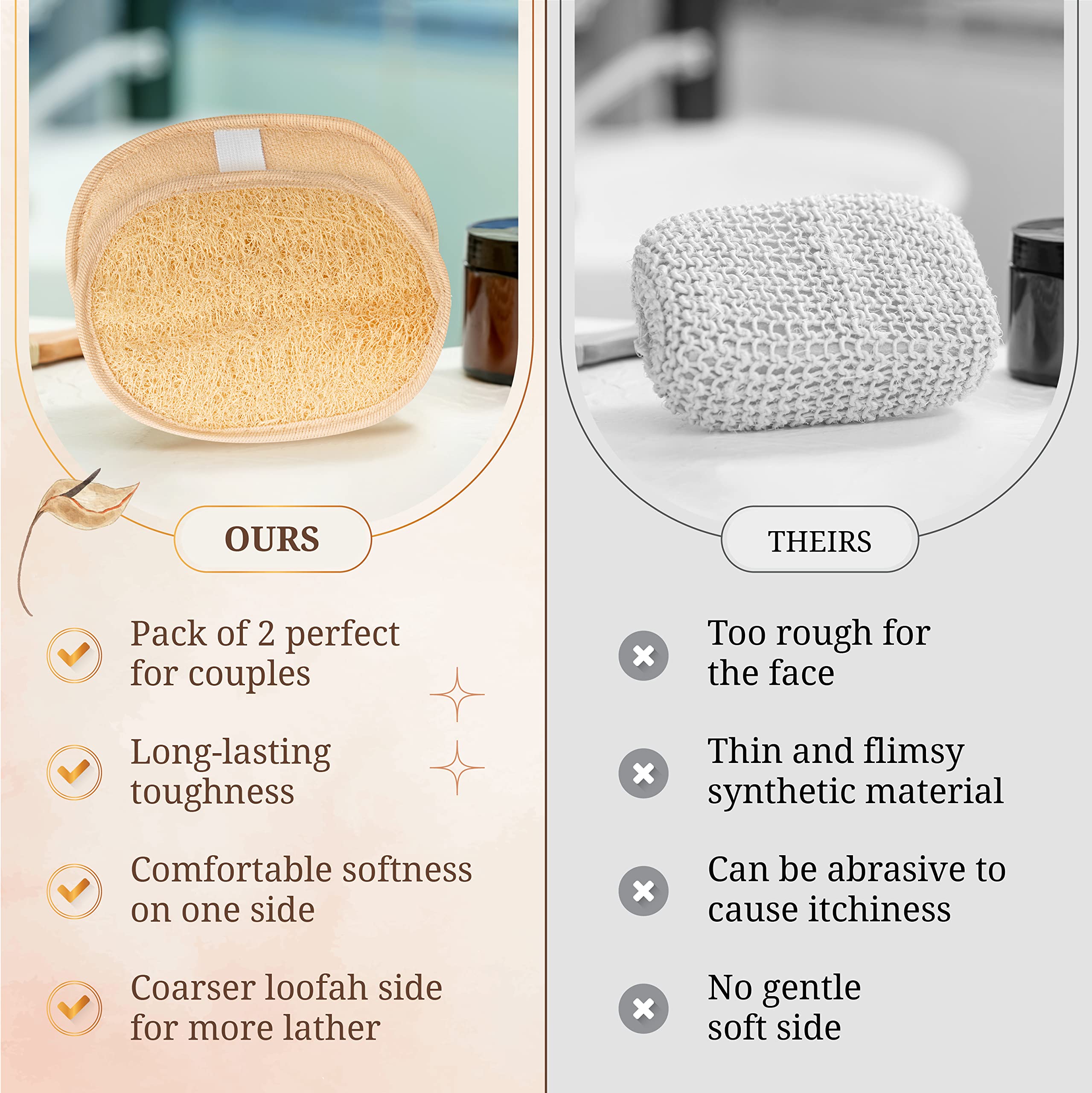 Crafts of Egypt loofah pad with cotton rim for durable daily use