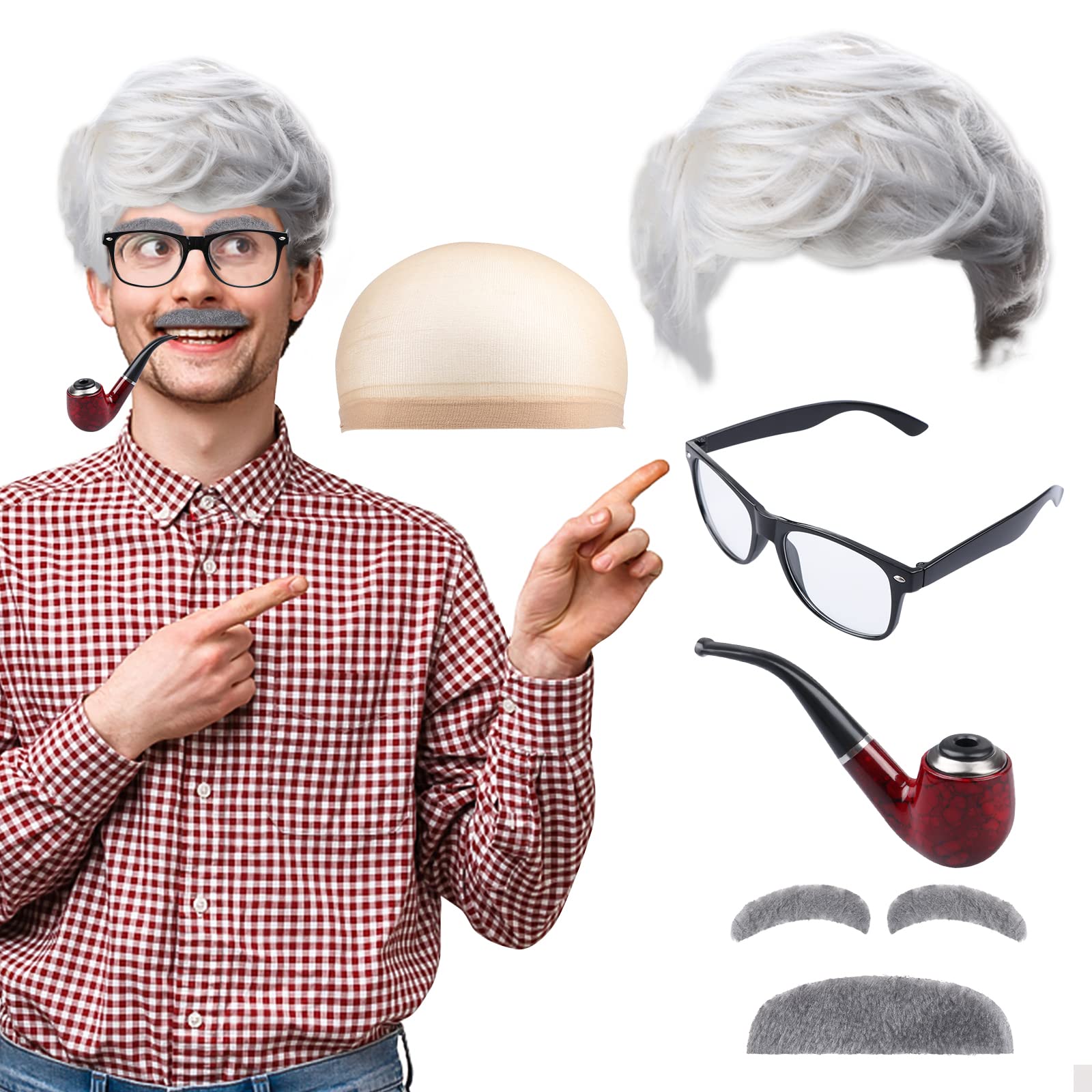 Craftshou old-man wig delivers authentic grandpa cosplay quickly.