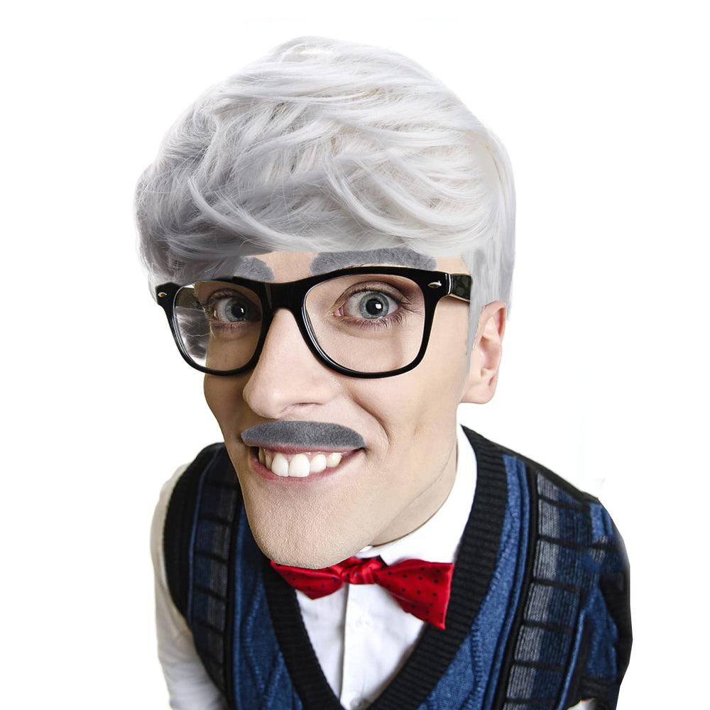 Craftshou wig cap provides secure fit under the old-man wig for comfortable wear.