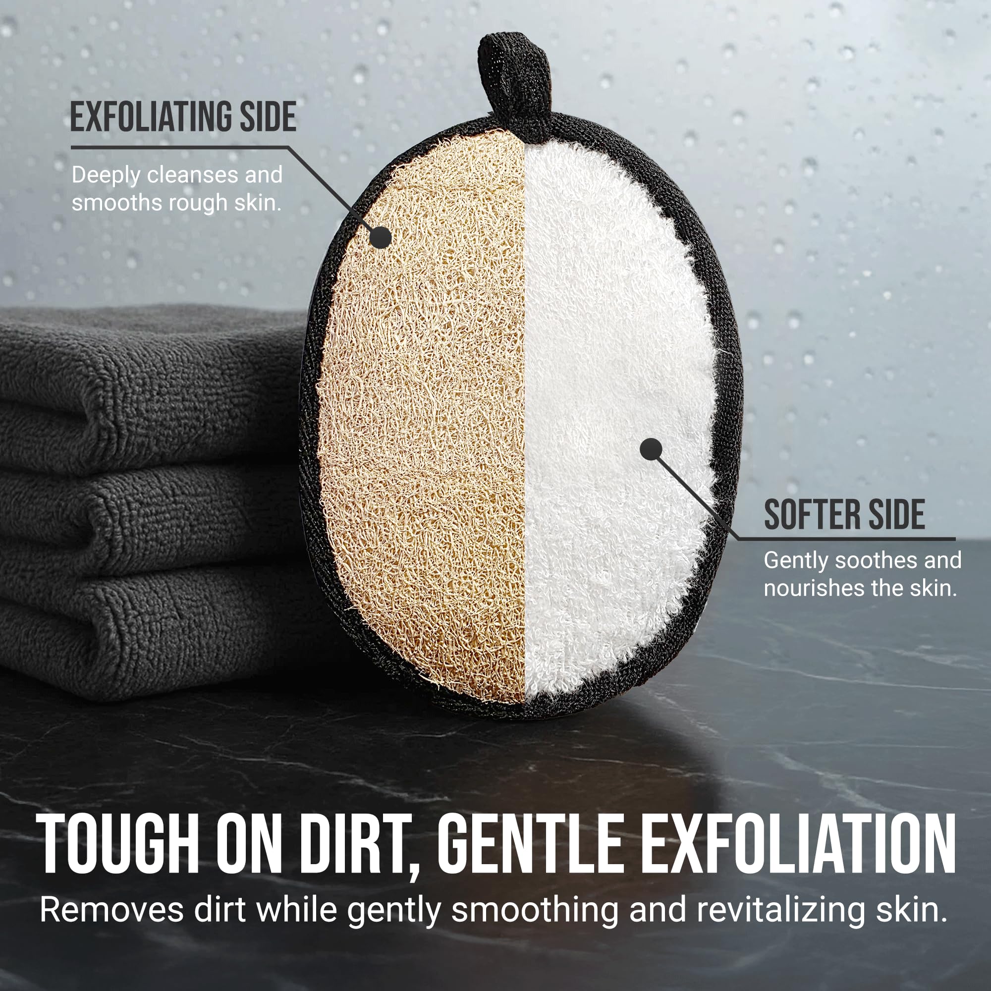 CraftsOfEgypt durable shower scrubber with compact design, ideal for travel.