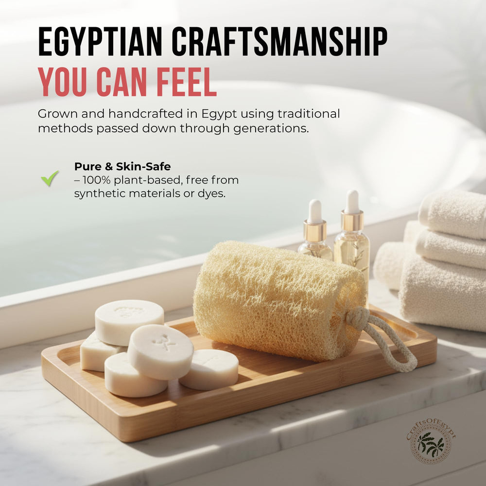CraftsOfEgypt loofah sponge full body coverage ideal for complete cleansing.