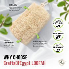 CraftsOfEgypt loofah sponge hand cut detail shows sturdy edges for daily cleansing.