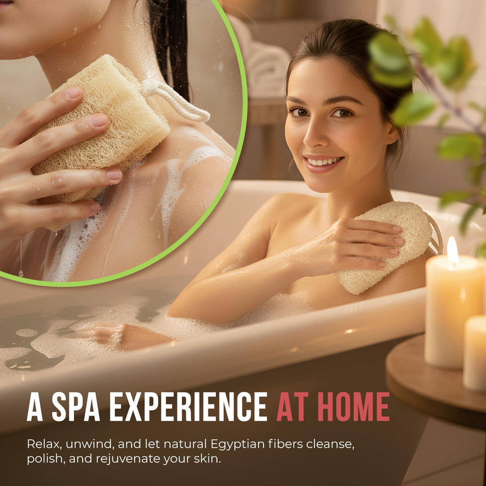 CraftsOfEgypt loofah sponge lathers well for refreshing body exfoliation.