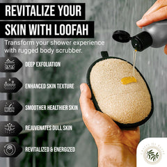 CraftsOfEgypt natural luffa fiber closeup shows textured fibers for pore cleansing.