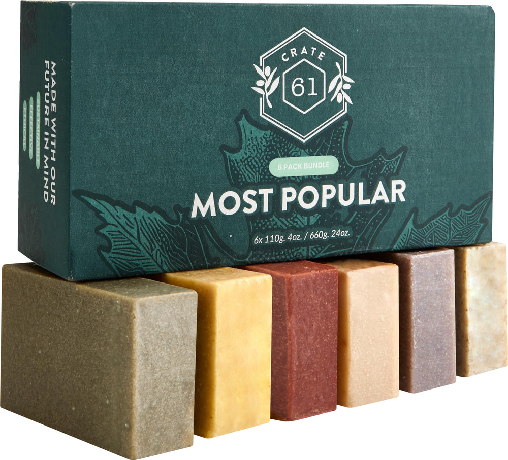 Crate 61 Organics cold process soap—closeup shows rich texture and premium lather