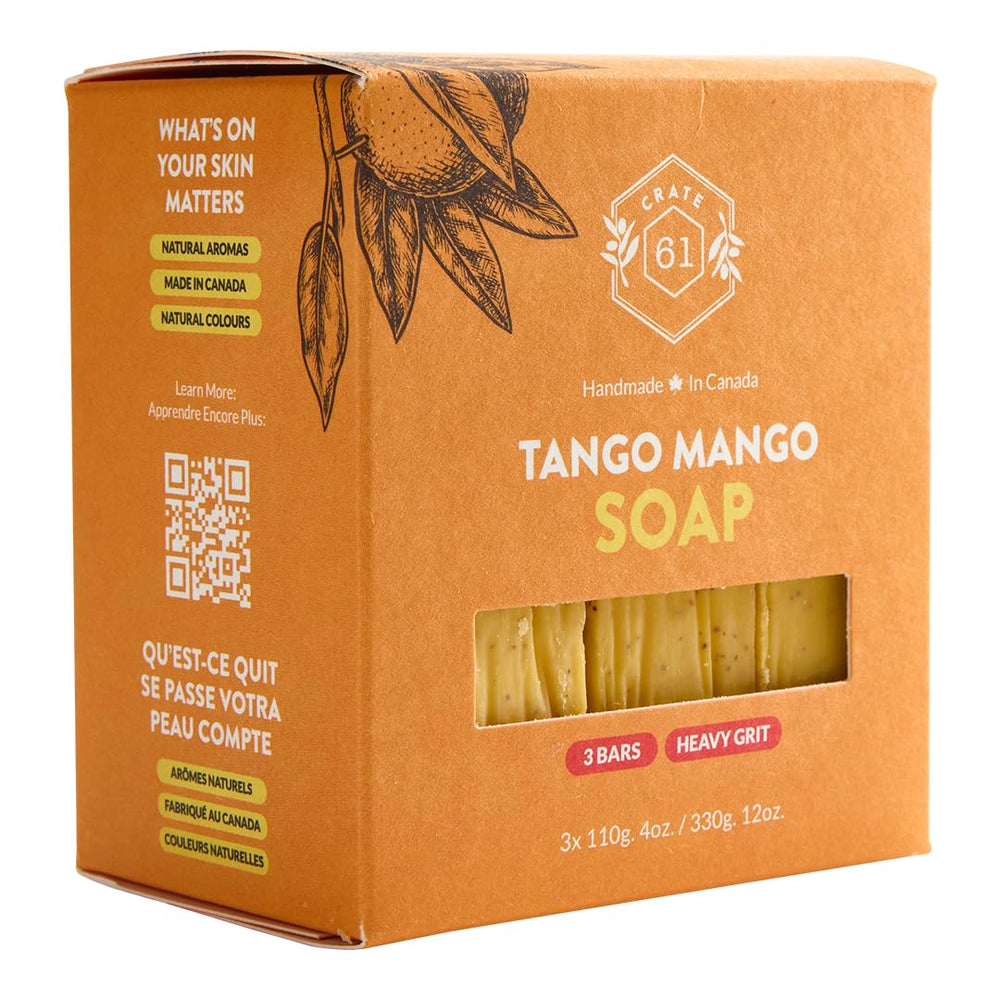 Crate 61 Organics handmade in Canada stamp emphasizes artisanal craftsmanship.