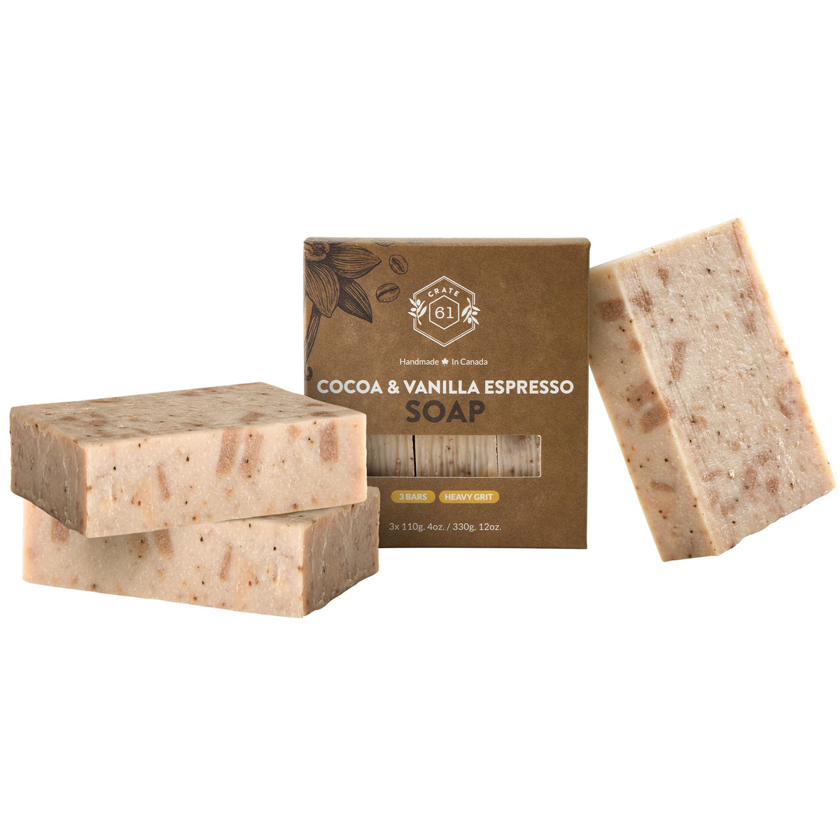 Crate 61 Organics jabón natural cacao vainilla expreso en barra para piel suave
