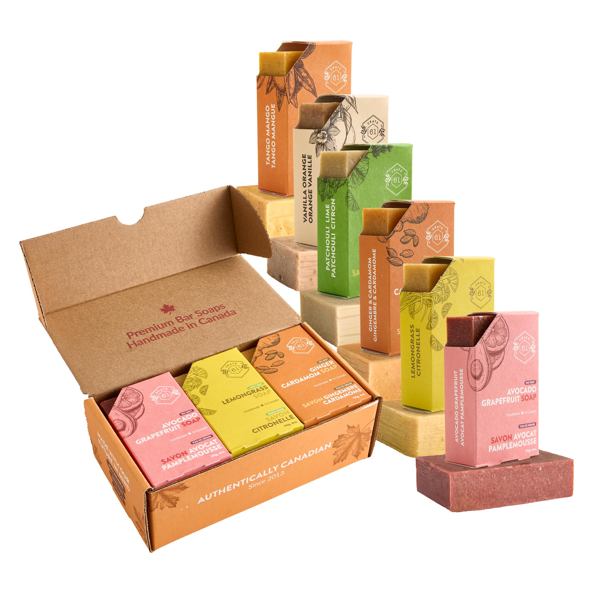 Crate 61 Organics Citrus soap bar closeup highlights natural texture and premium essential oil aroma