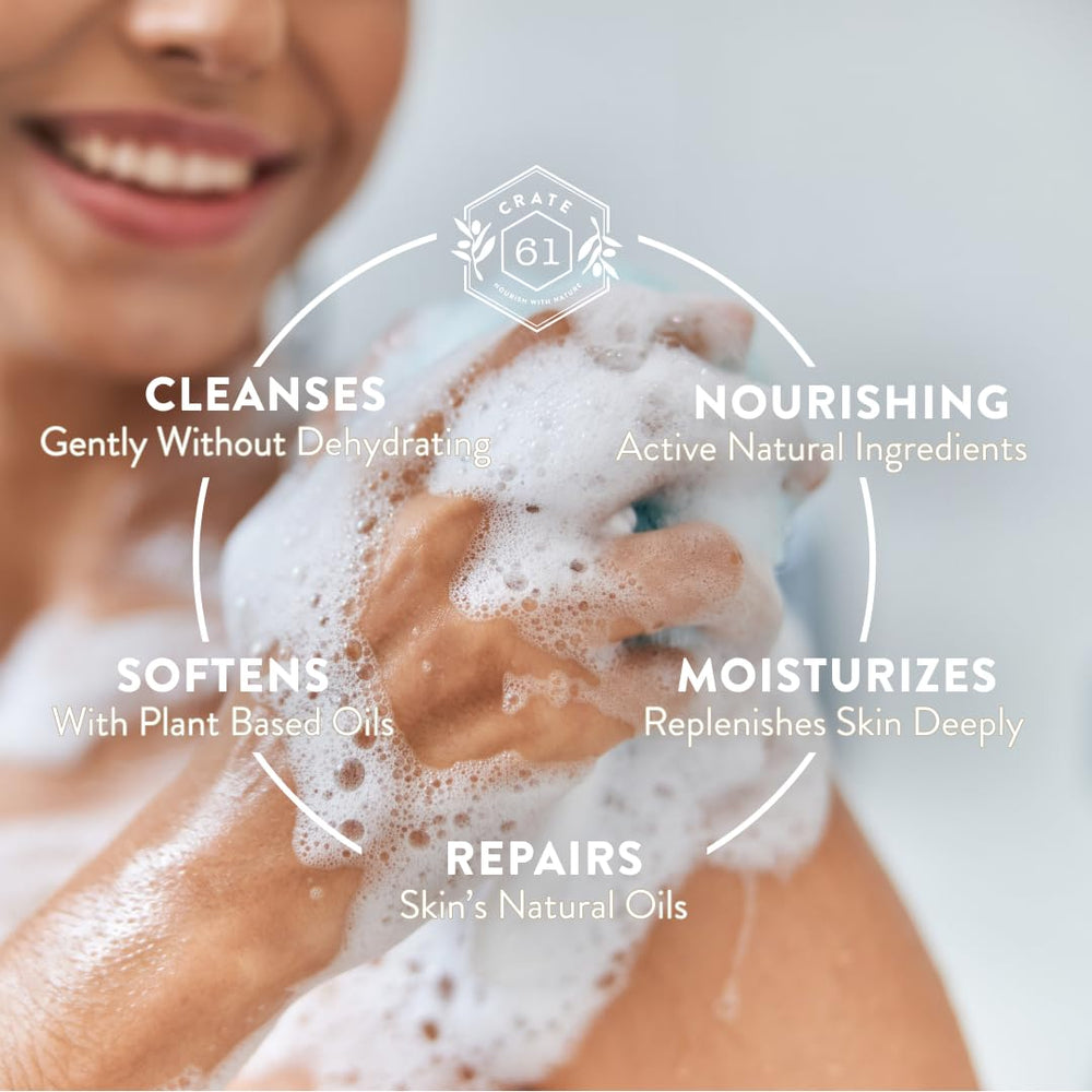 Crate 61 Organics Citrus soap bar in hand demonstrates compact travel-friendly cleansing option