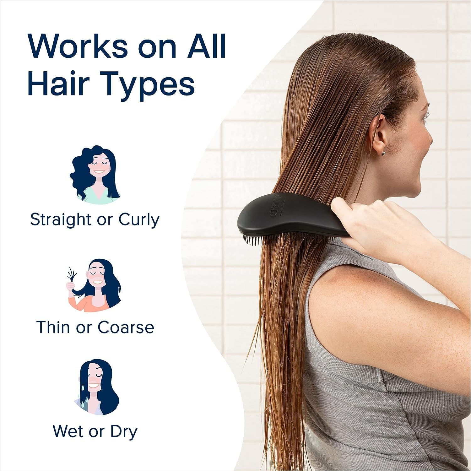 Crave Naturals Biggie Glide Thru brush detangles with minimal pulling, reducing breakage.