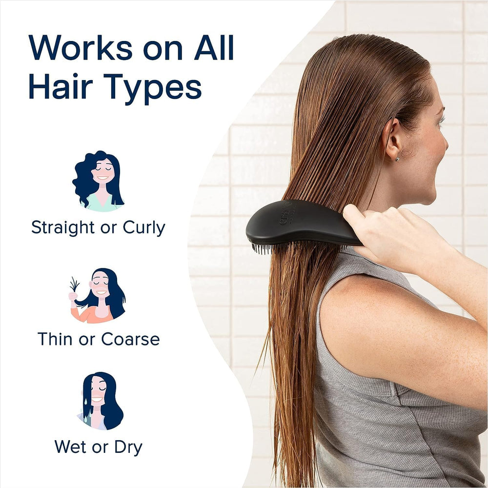 Crave Naturals Biggie Glide Thru brush detangles with minimal pulling, reducing breakage.
