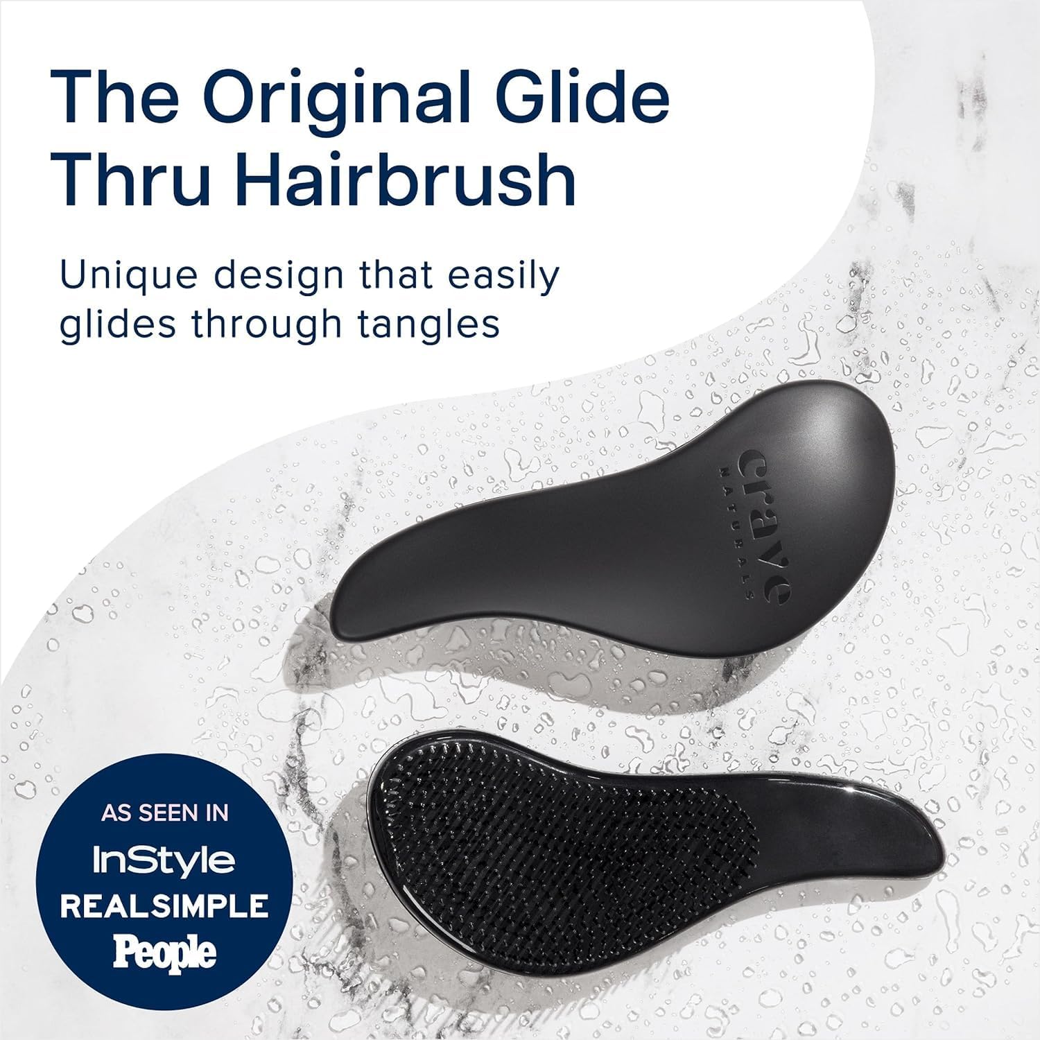 Crave Naturals Biggie Glide Thru brush side view shows comfortable grip for all ages.