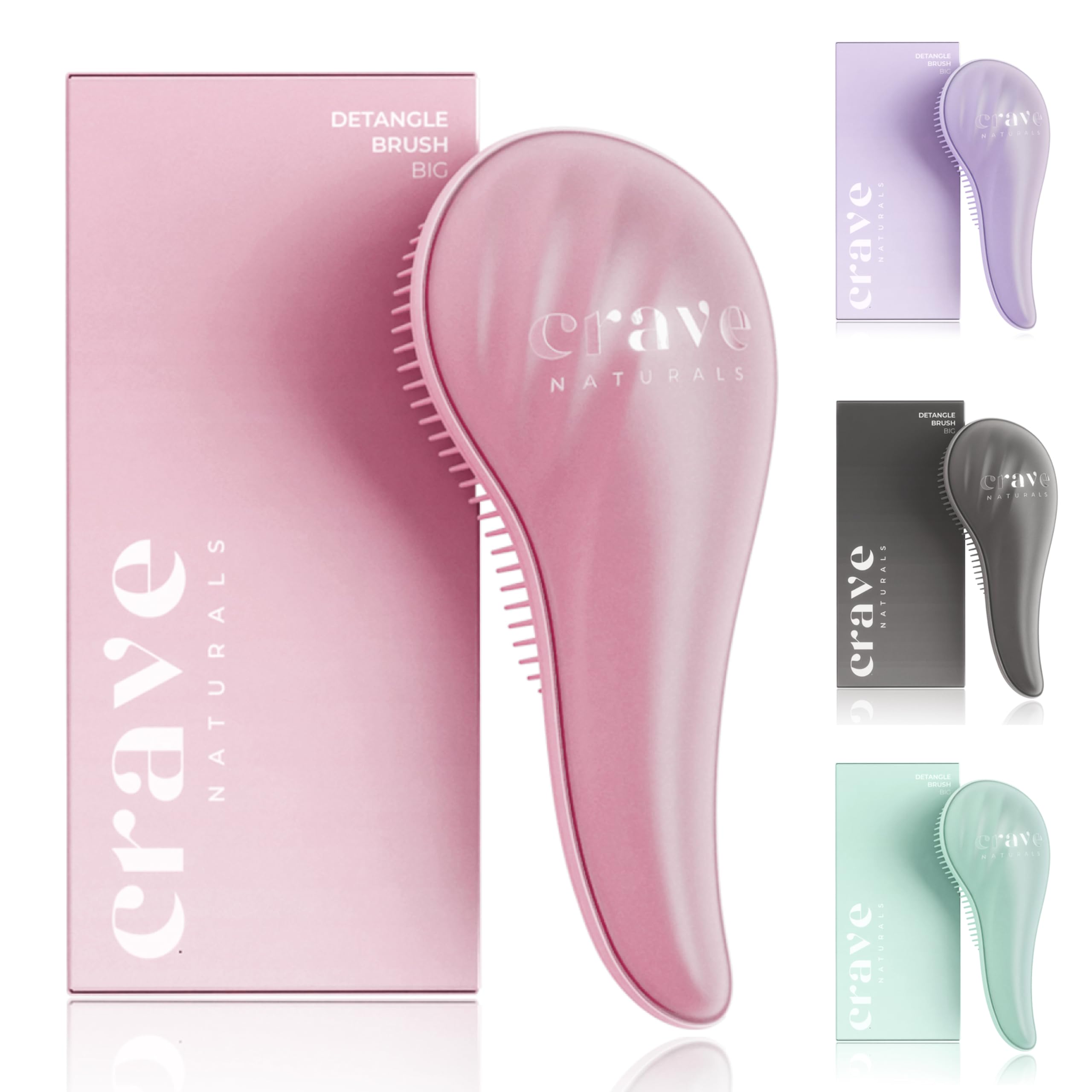 Crave Naturals detangling brush large pink smoothly glides through knots for tangle-free styling