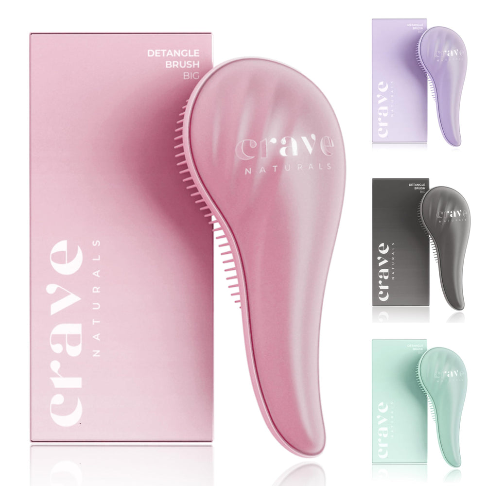 Crave Naturals detangling brush large pink smoothly glides through knots for tangle-free styling