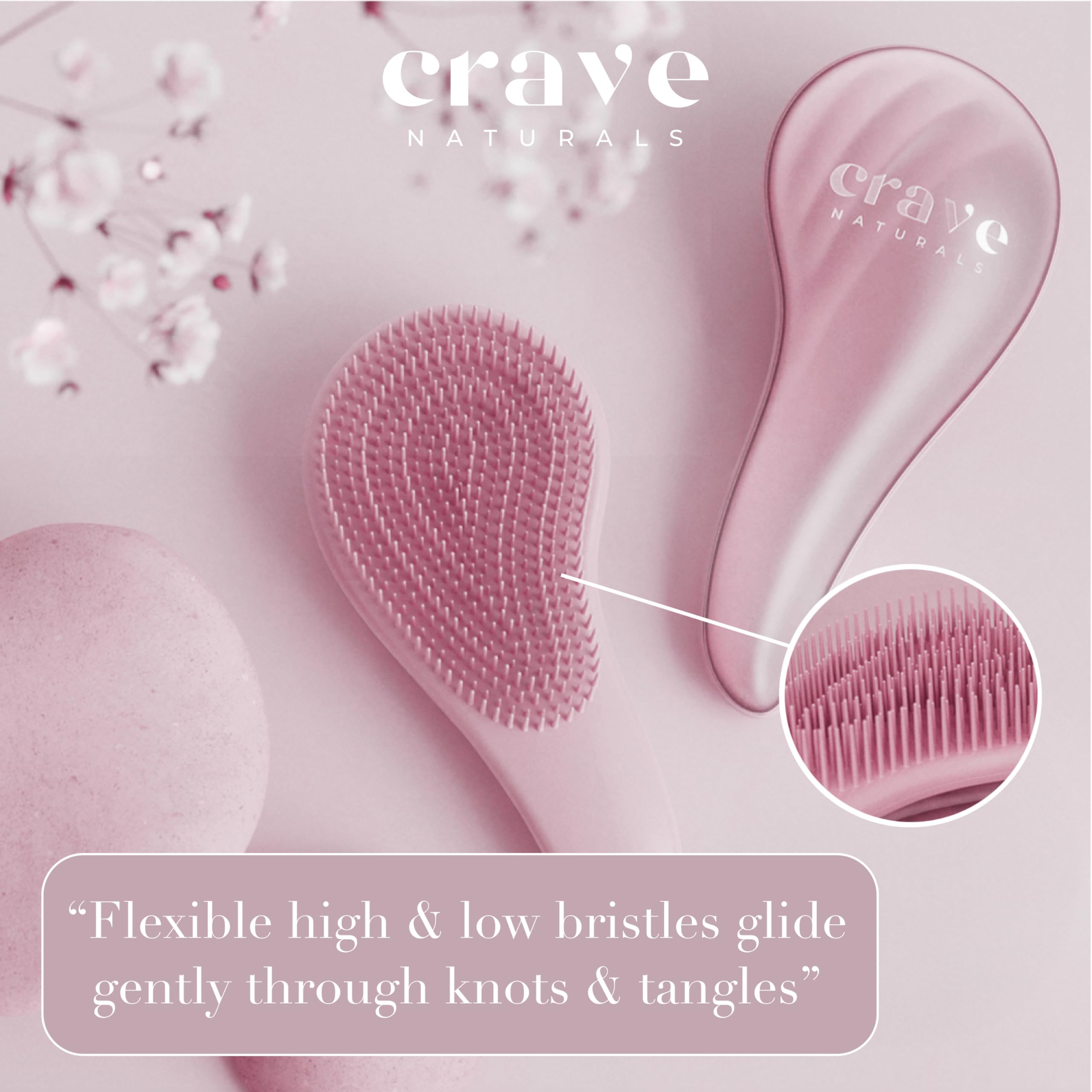 Crave Naturals gentle scalp massage bristles promote soothing circulation