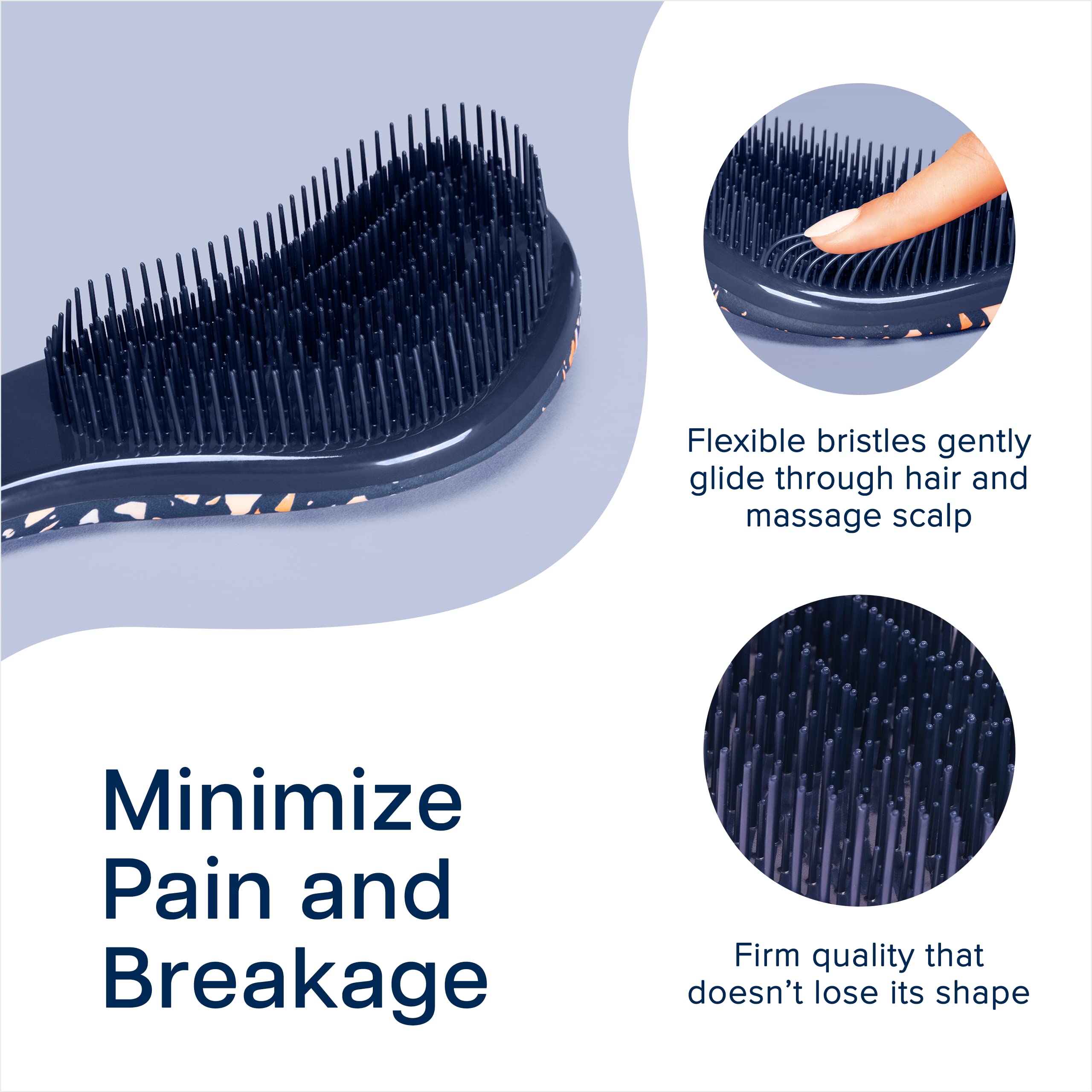 Crave Naturals Glide Thru brush detangling action with cone shaped bristles reduces snags