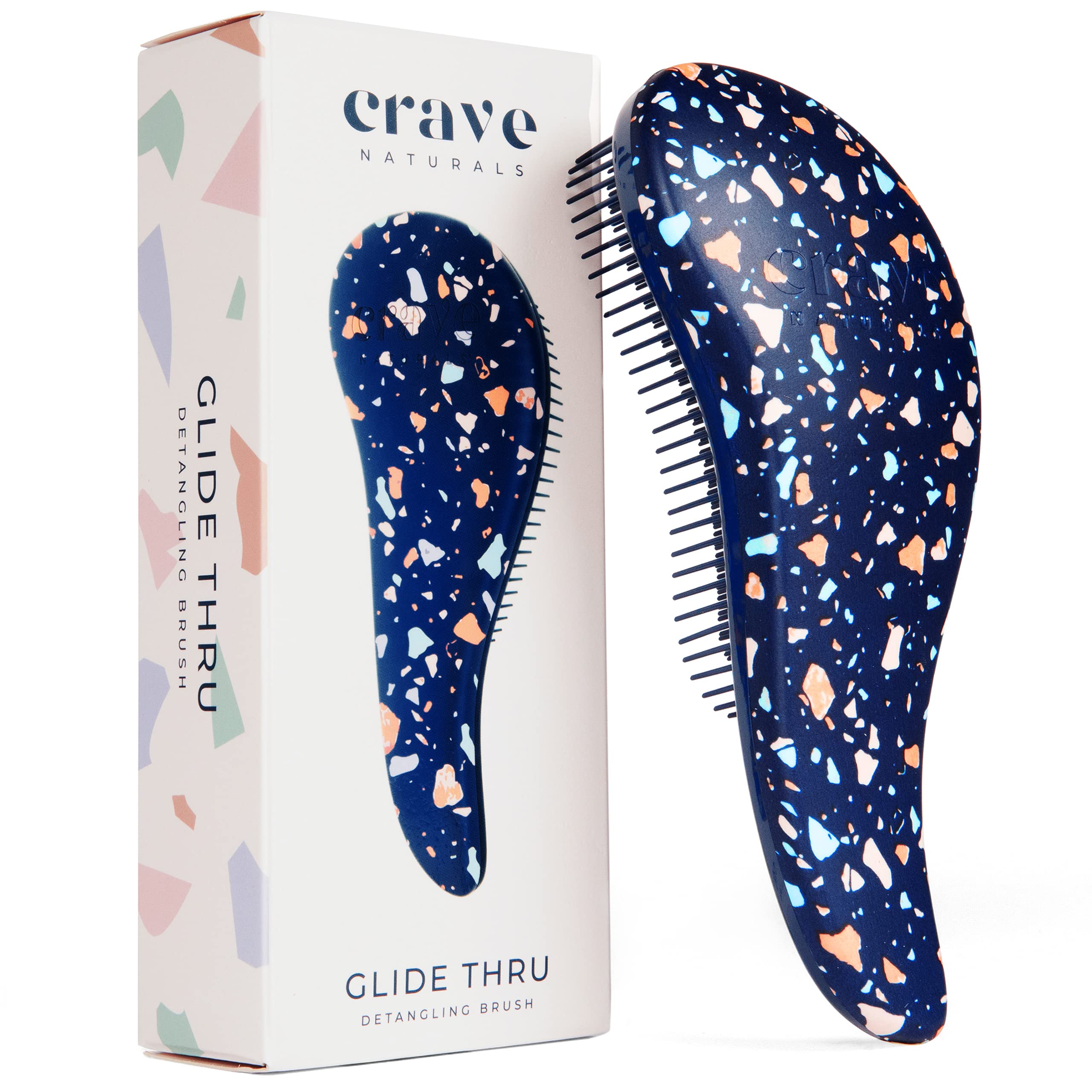 Crave Naturals Glide Thru brush product shot showing detangling capability for all hair types