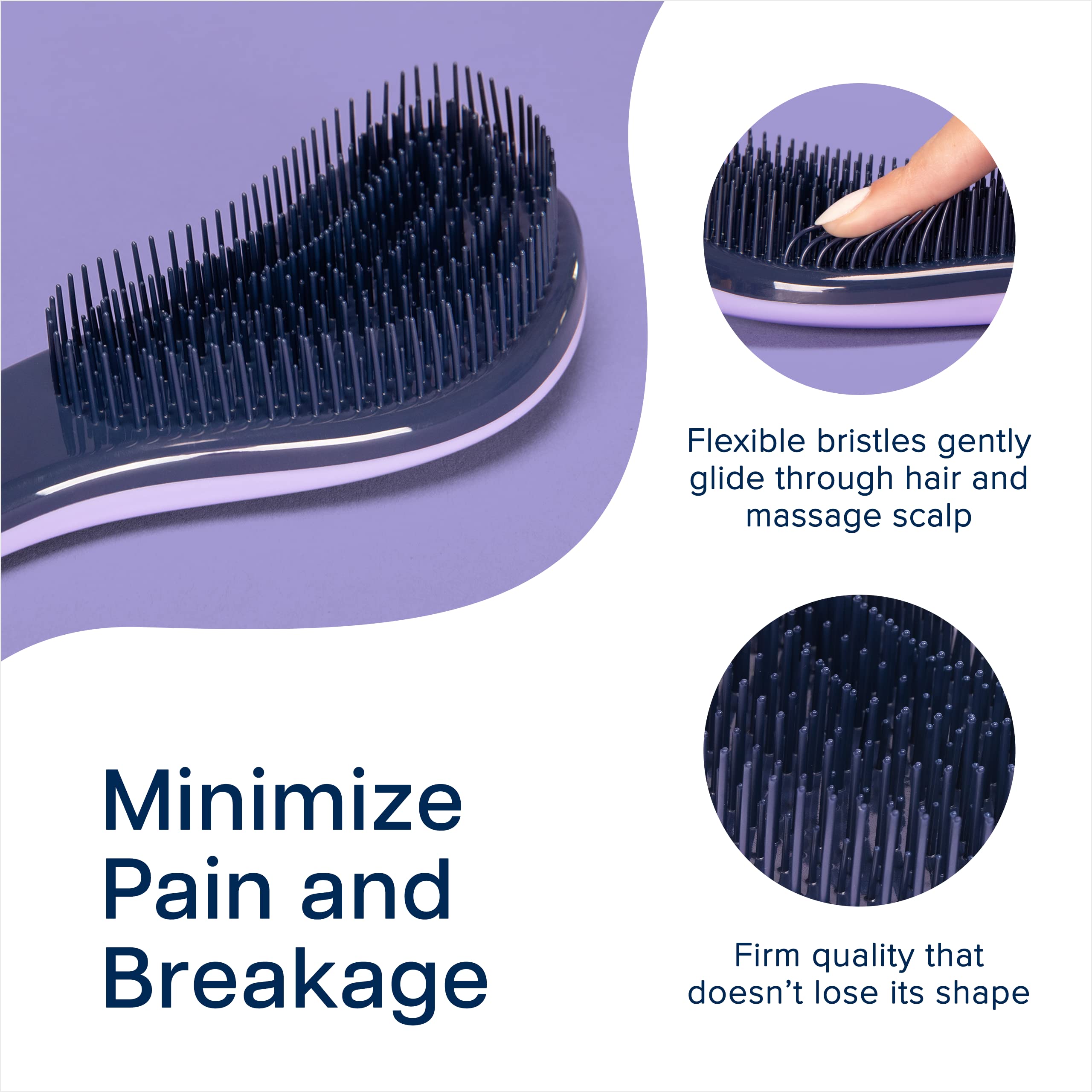Crave Naturals Glide Thru cone-bristles closeup, gently separating hair for easy detangling.
