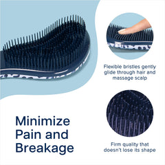 Crave Naturals Glide Thru Brush handle-side blue-cheetah shows ergonomic grip