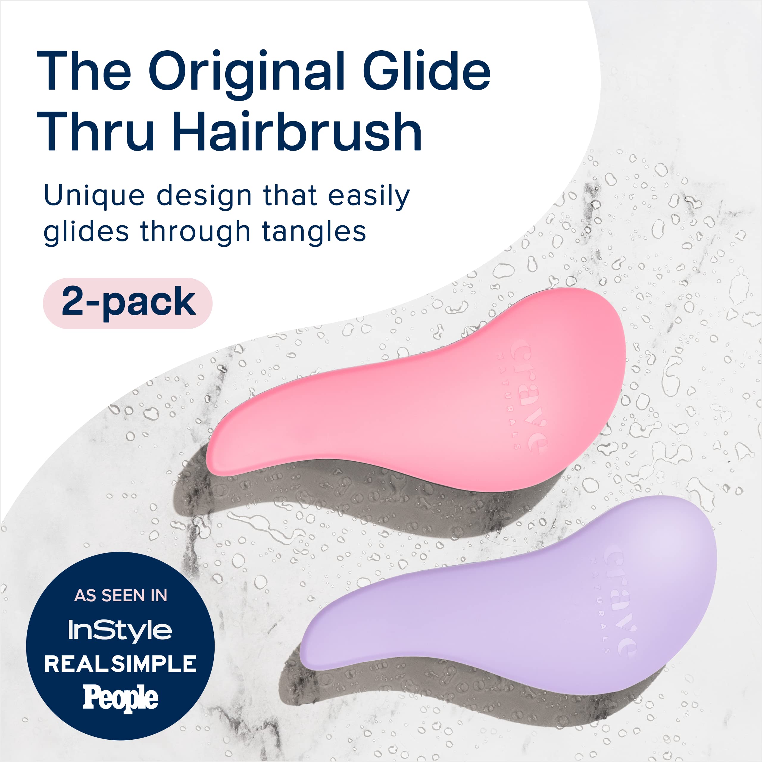 Crave Naturals Glide Thru detangler brush pack of 2 for quick, painless detangling.