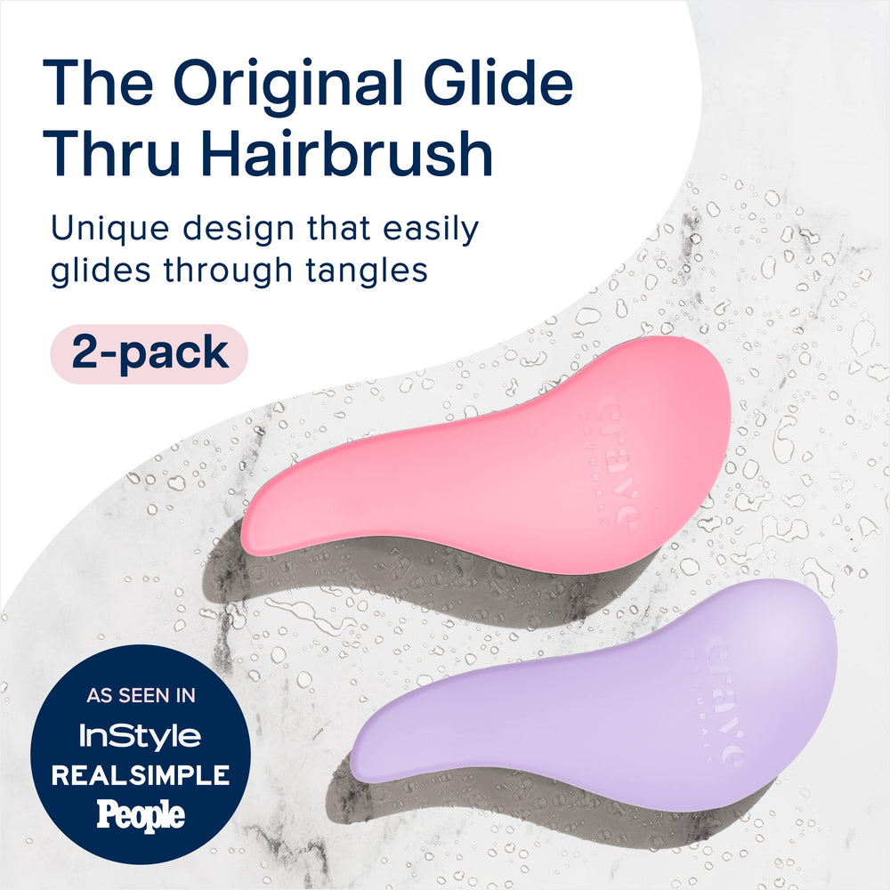 Crave Naturals Glide Thru detangler brush pack of 2 for quick, painless detangling.
