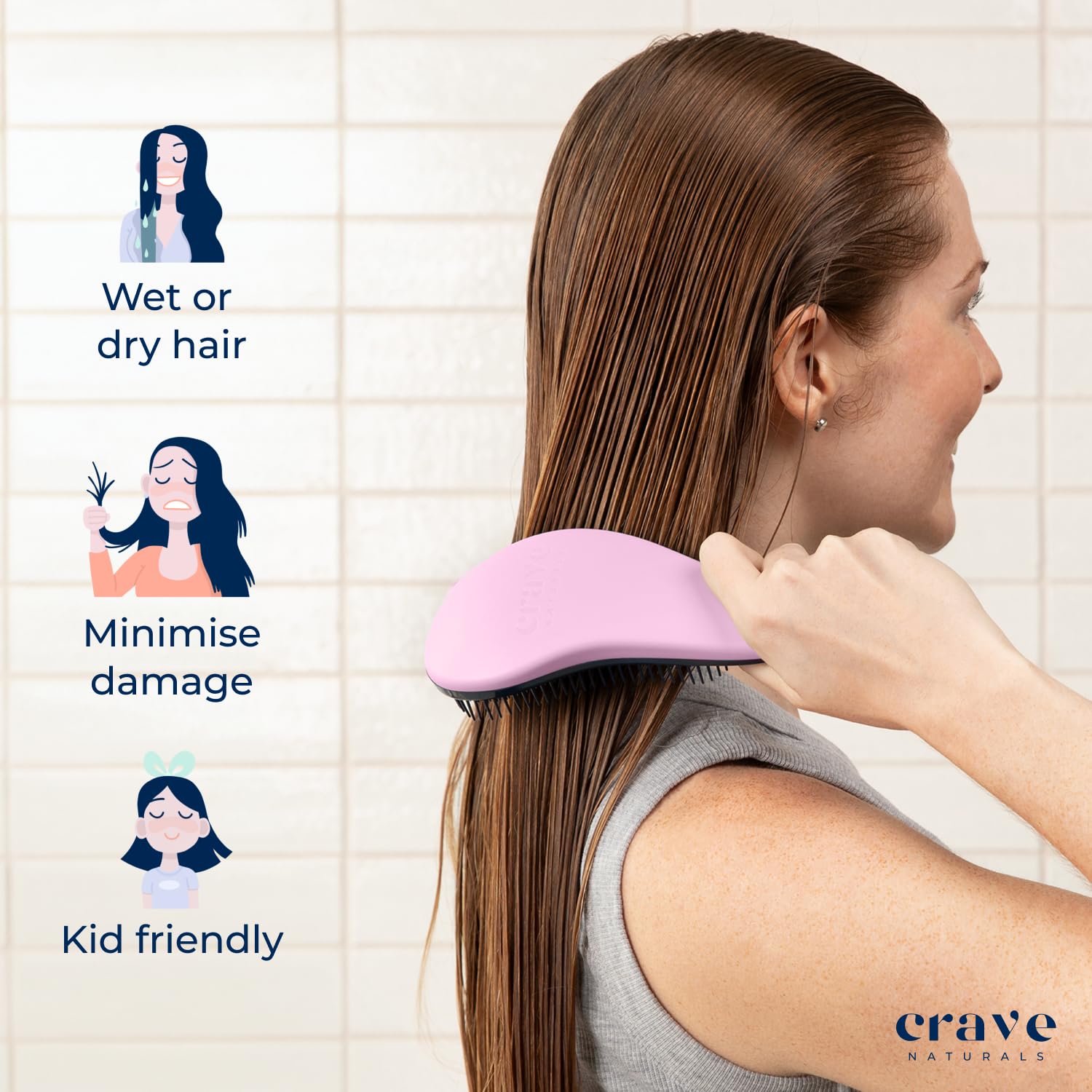 Crave Naturals Glide Thru durable cone-bristle construction resists deformation over time