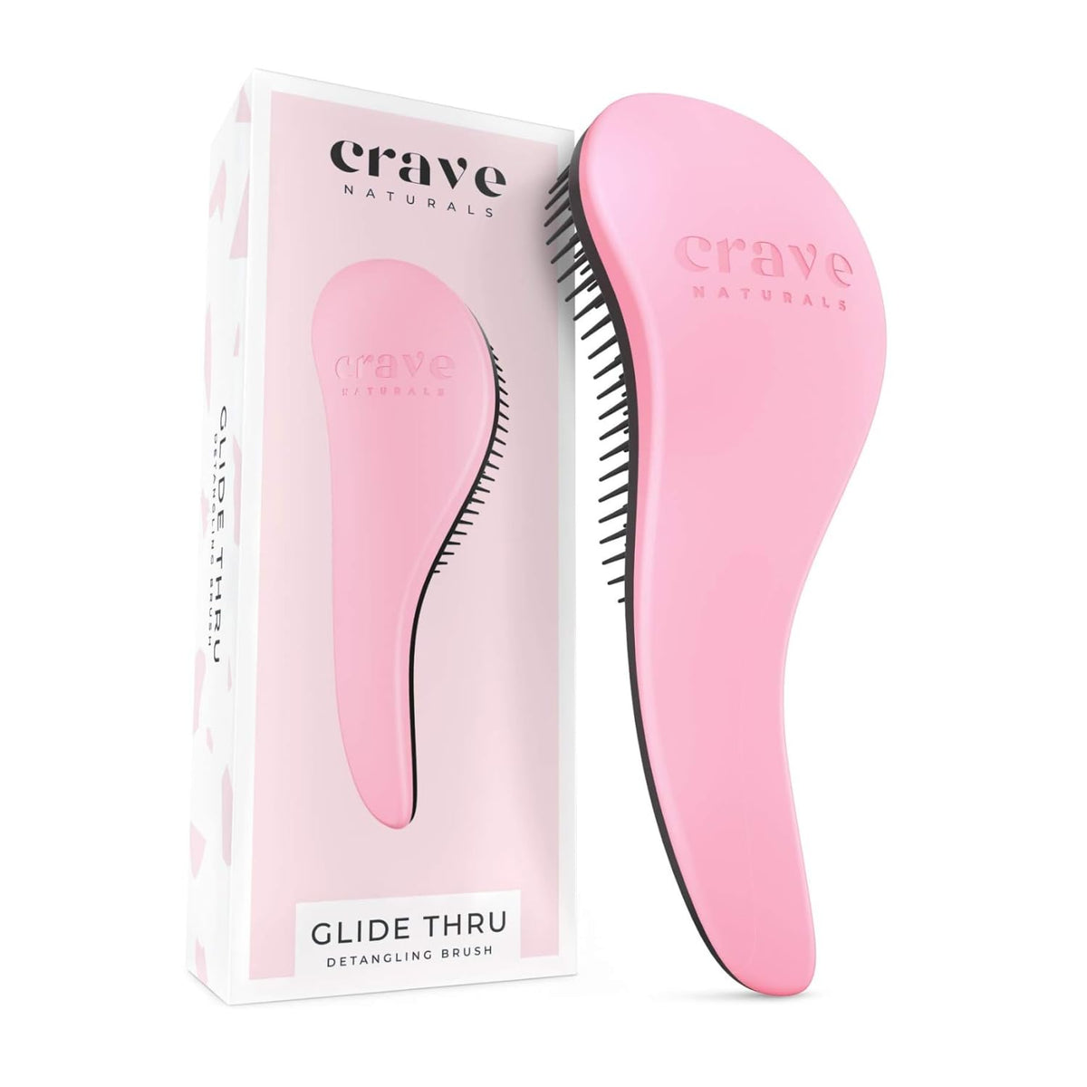 Crave Naturals Glide Thru pink detangling brush close-up easing knots