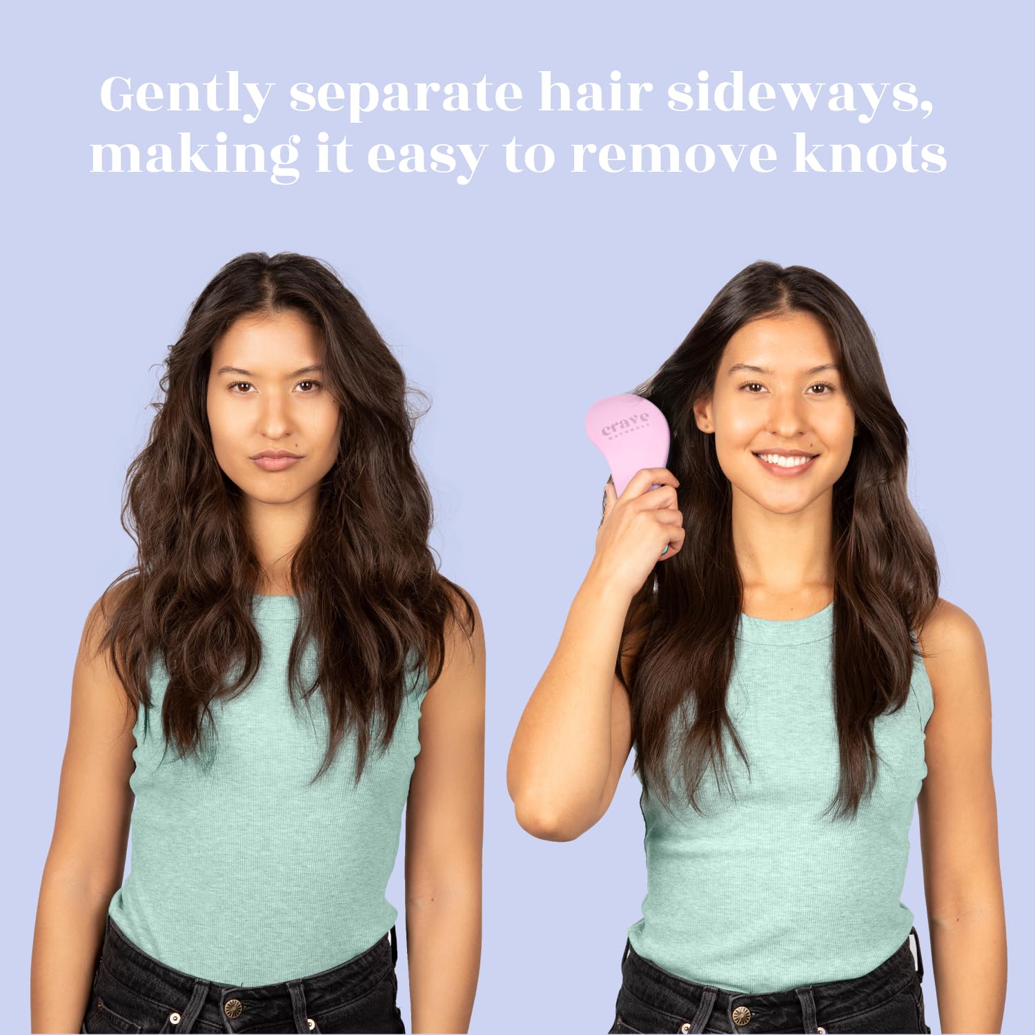 Crave Naturals Glide Thru detangles with cone-bristles for gentle detangling
