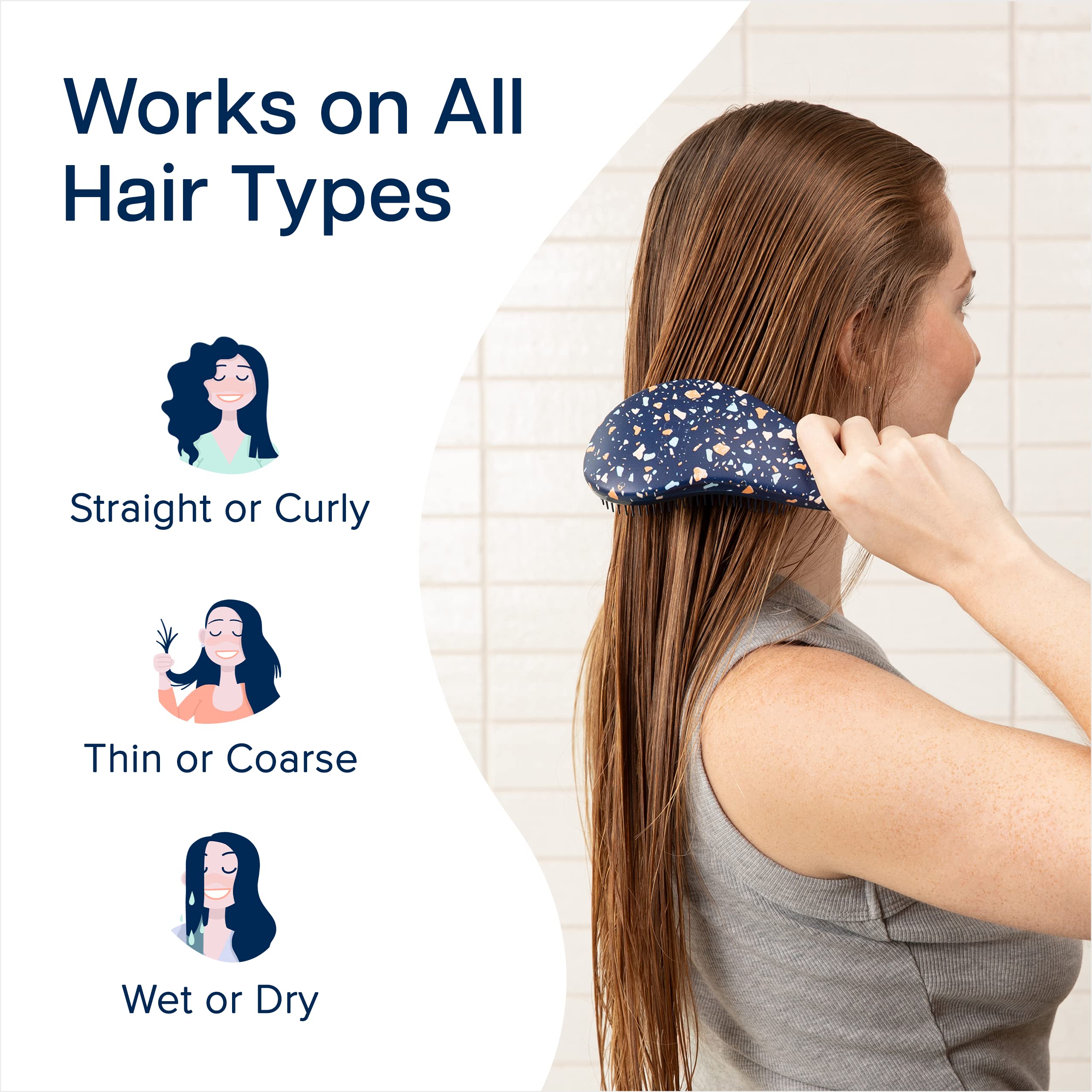 Crave Naturals Glide Thru Detangling Brush works on wet or dry hair with minimal tugging.