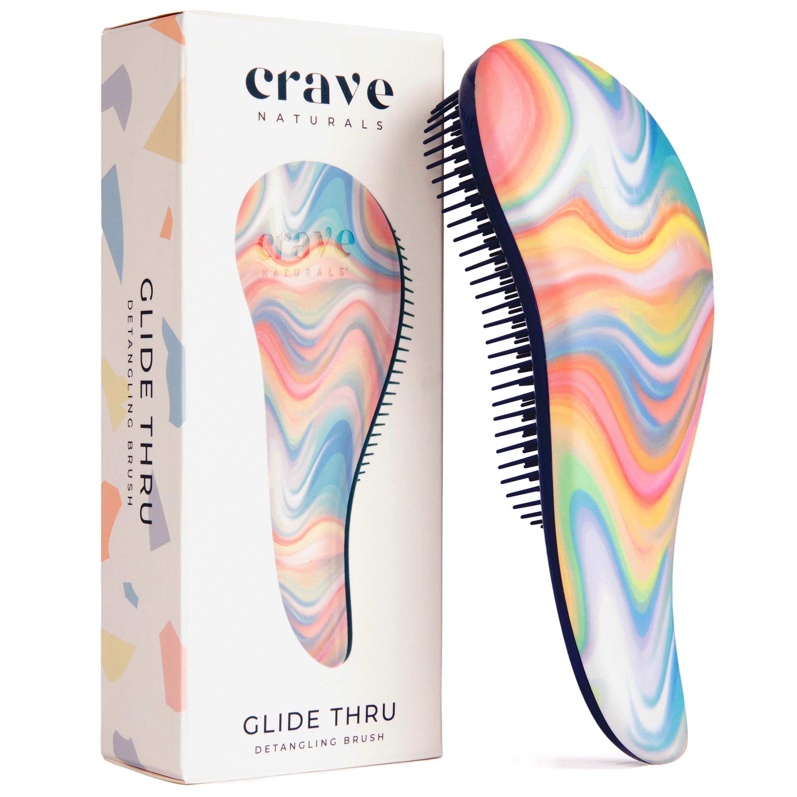 Crave Naturals Glide Thru brush front view showing gentle detangling for all hair types