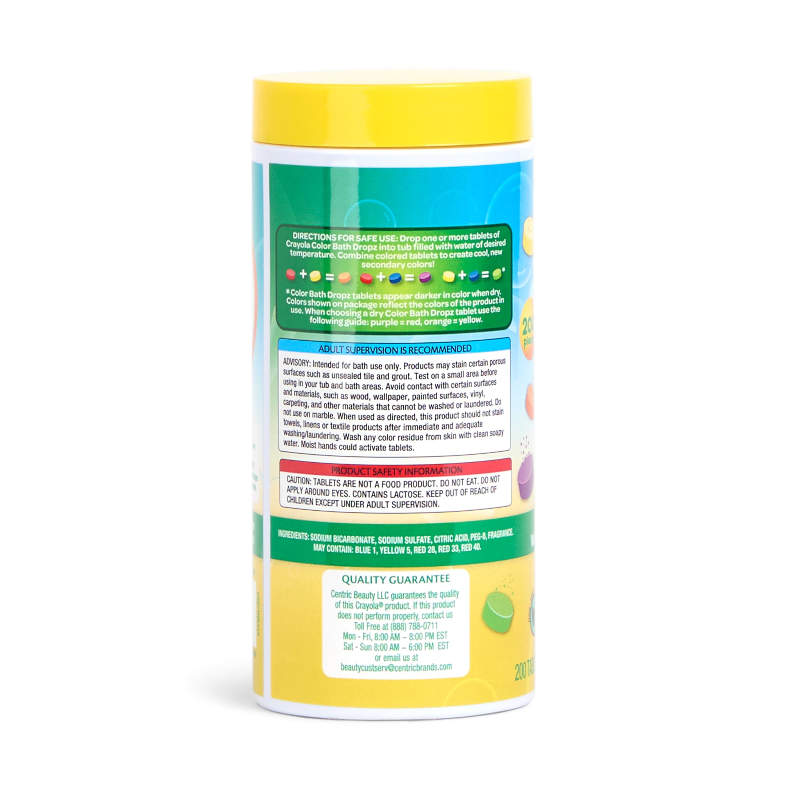 Crayola Bath Dropz create color in tub, encouraging creative play.