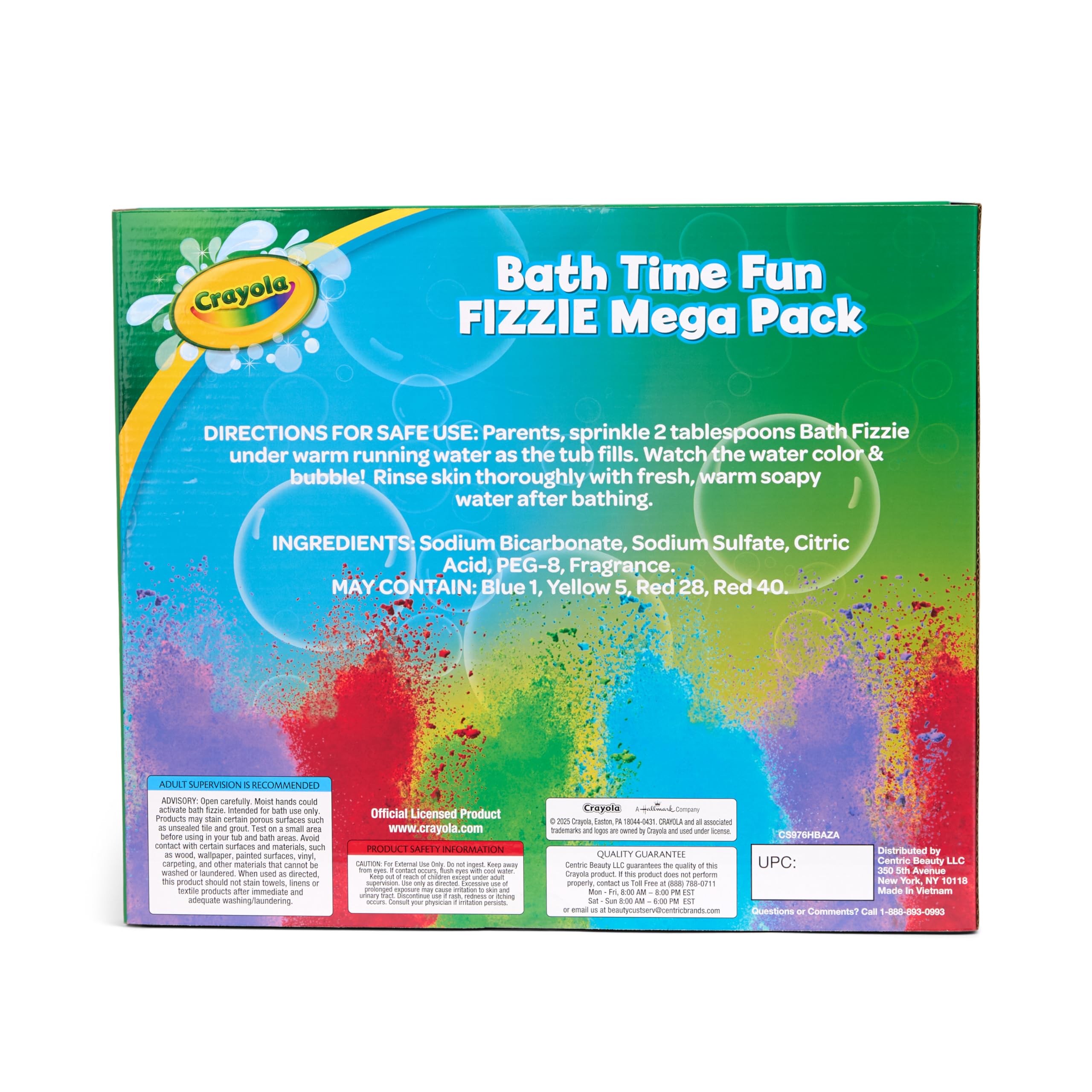 Crayola Bath Fizzies deluxe pack scented bubbles promote relaxing, colorful baths at home