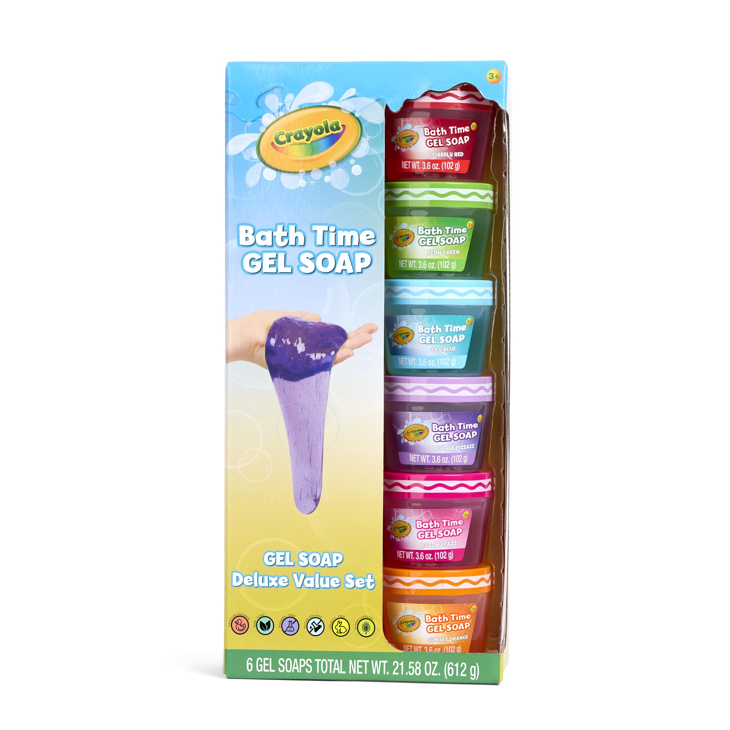 Crayola Bath Time Slime set cover shows six colors for a playful bath routine
