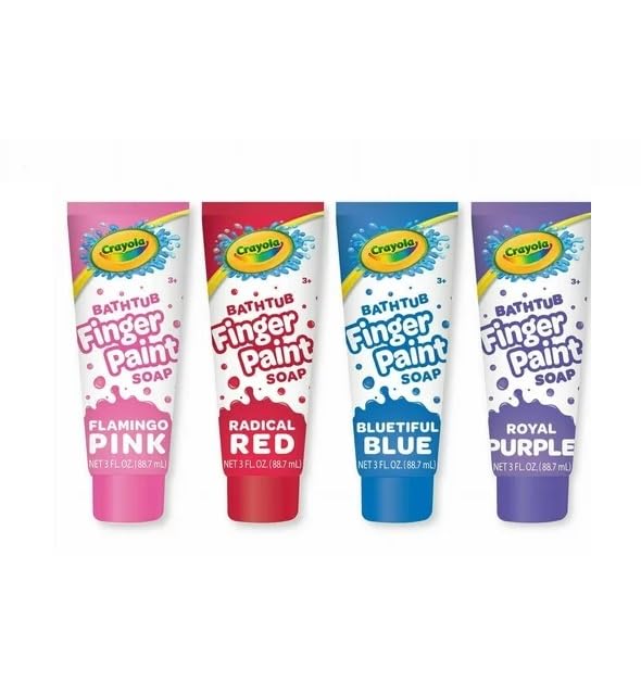 Crayola bathtub fingerpaint four-color pack tubes for creative bath time with easy cleanup.