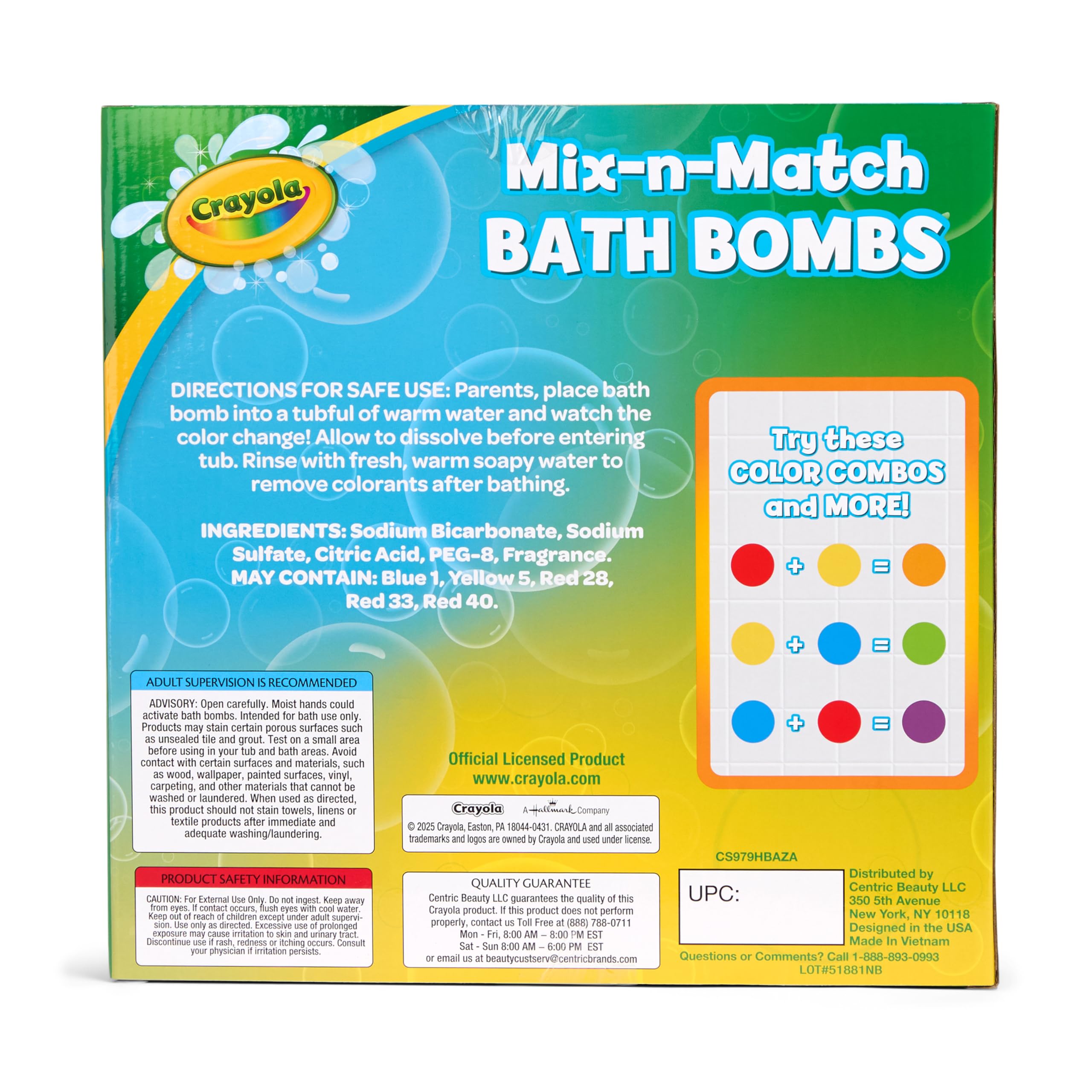 Crayola Color-Twist bath bombs core surprise shows hidden colors inside for playful color reveals