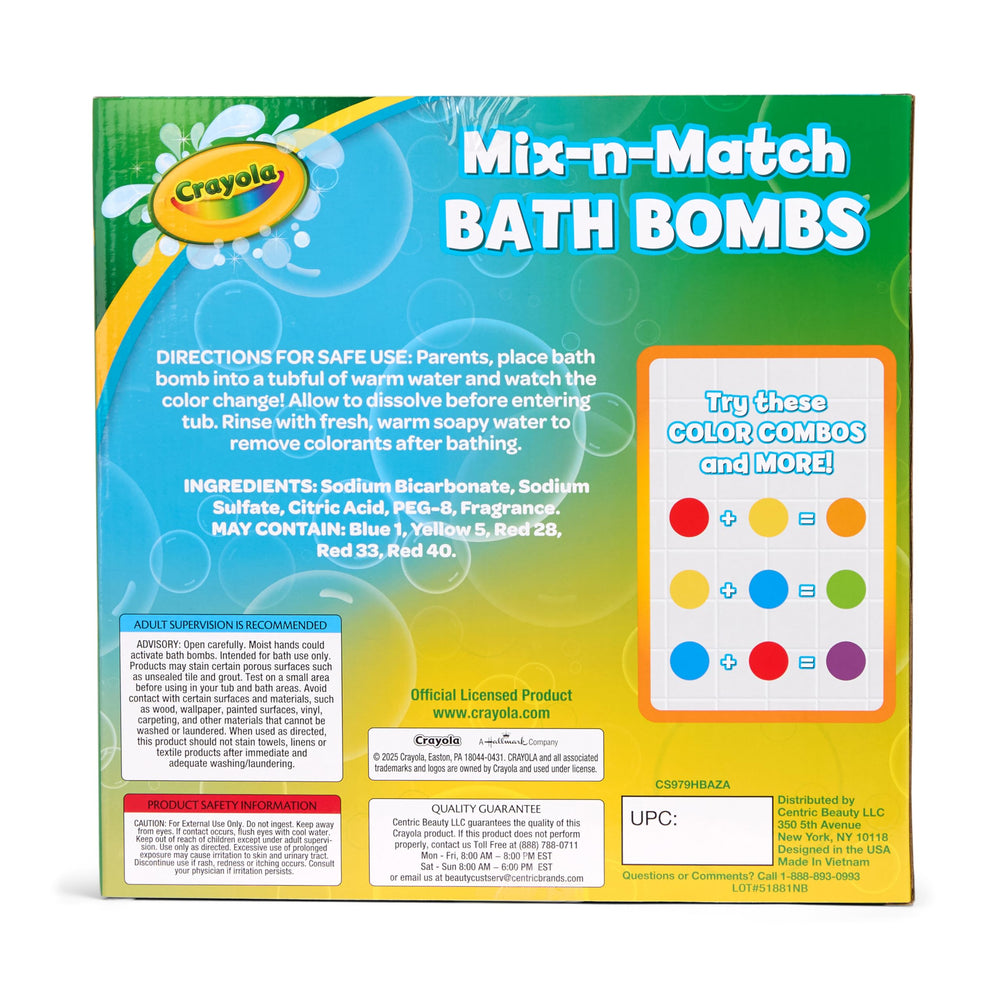 Crayola Color-Twist bath bombs core surprise shows hidden colors inside for playful color reveals