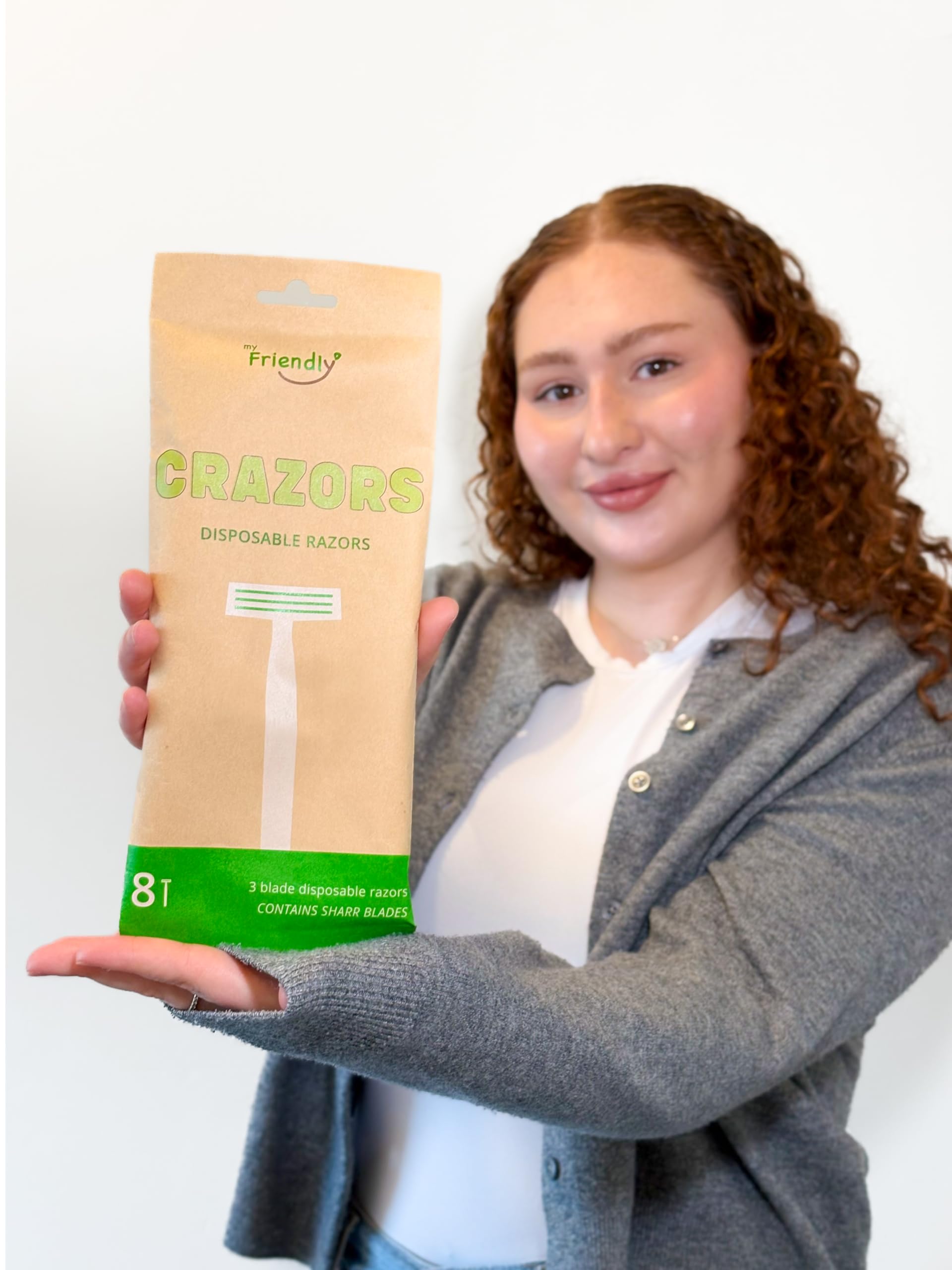 Gluten-free and cruelty-free badge on Crazors packaging