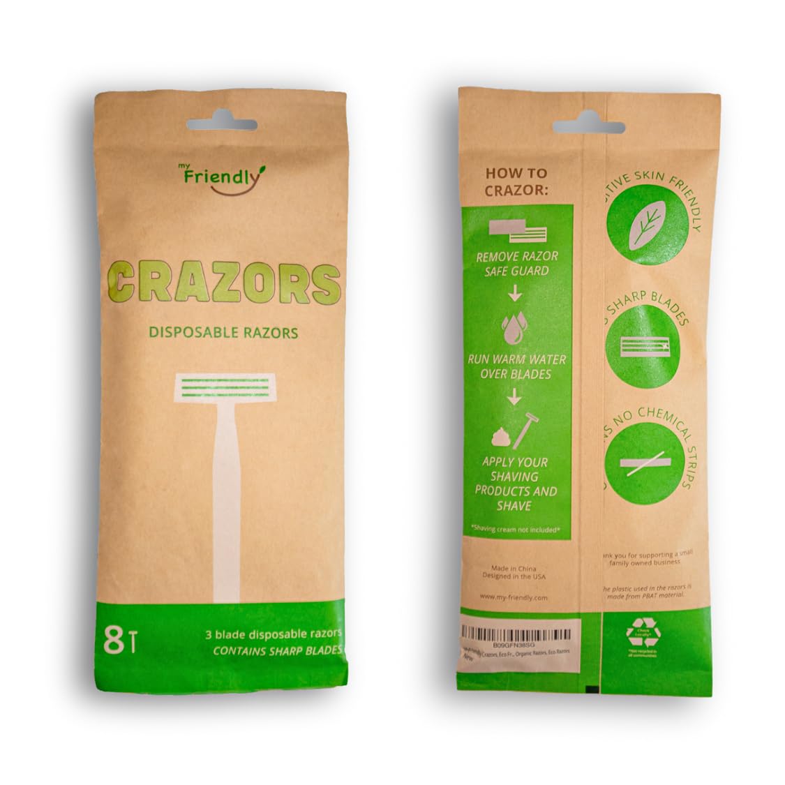 Crazors eight-pack razor set ready for travel and on-the-go grooming