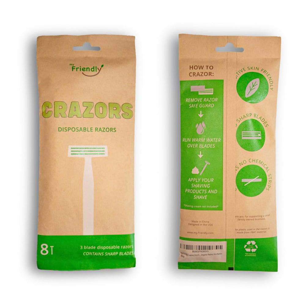 Crazors eight-pack razor set ready for travel and on-the-go grooming