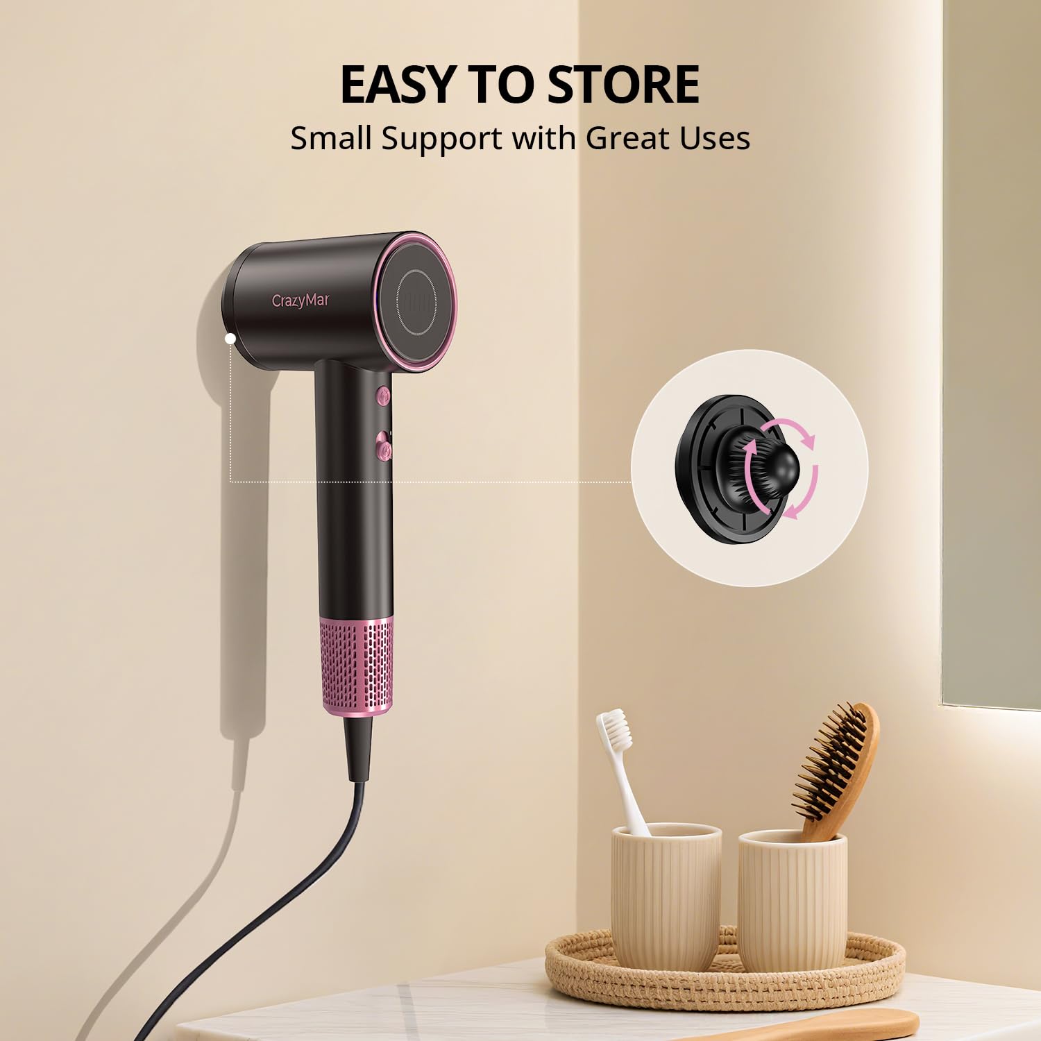 CrazyMar Ionic Hair Dryer compact and lightweight for easy handling