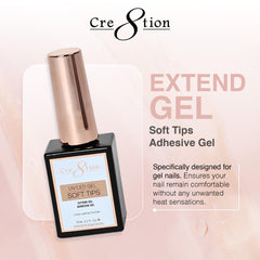 Cre8tion Extend Gel tip application in action promotes strong adhesion.