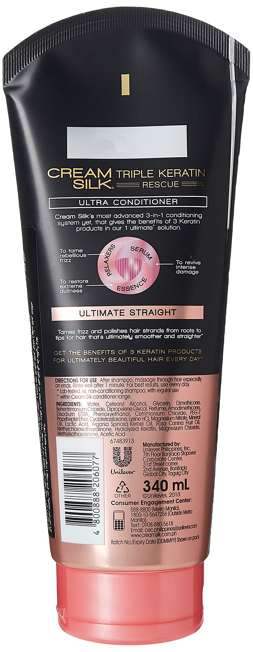 Cream Silk conditioner tube on shelf promises detangling and shine
