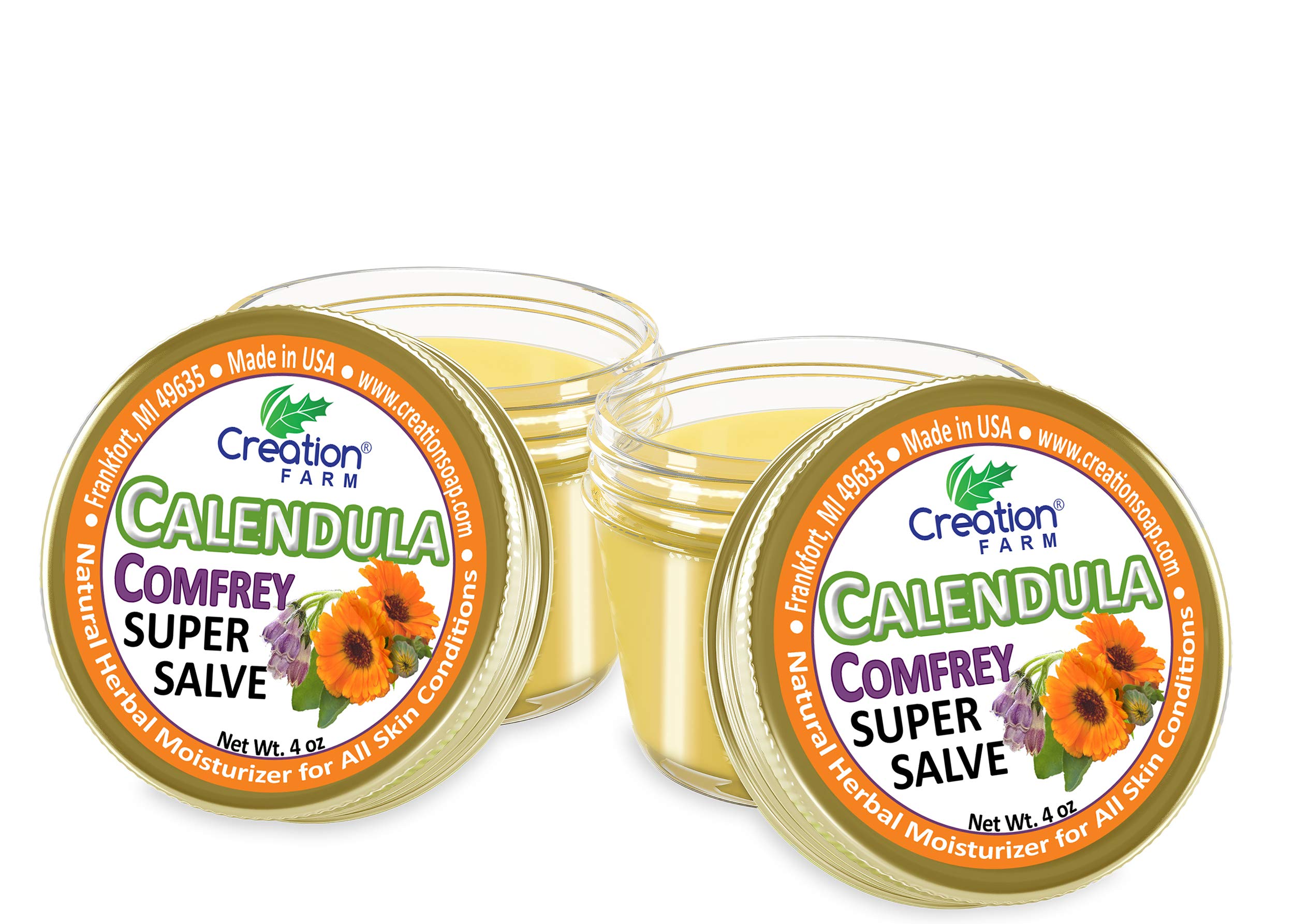 Creation Pharm Calendula Salve USA-made badge visible in packaging.
