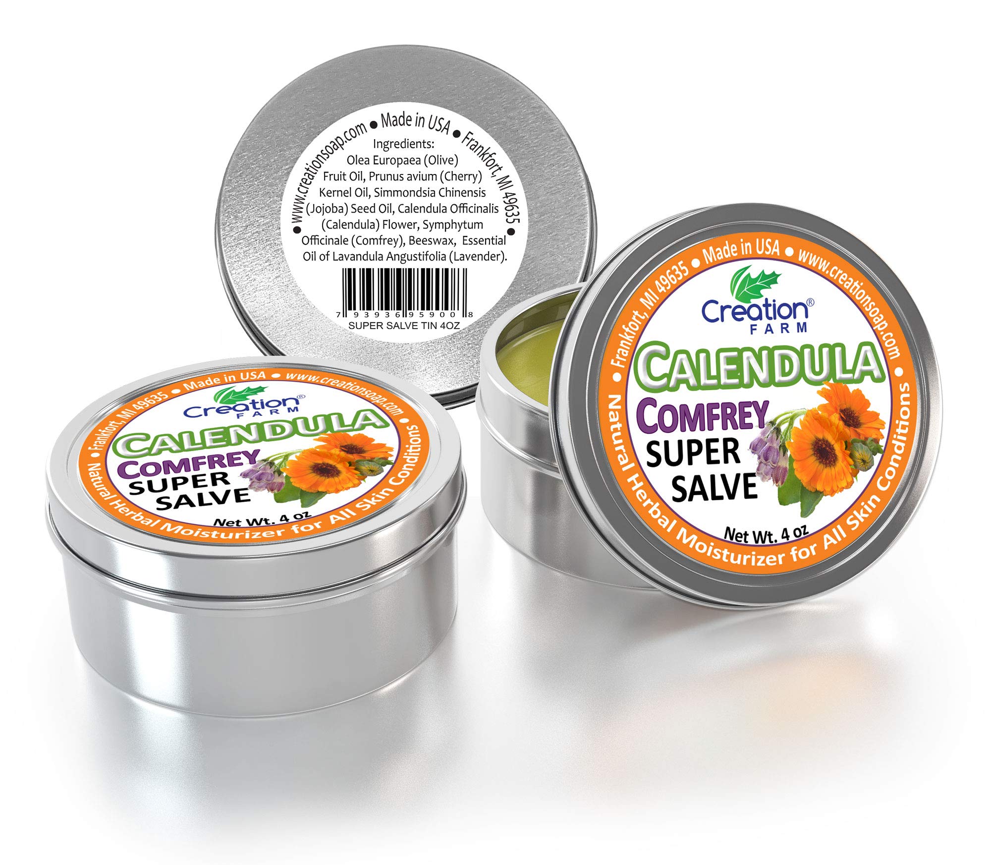 Creation Pharm Calendula Salve eco-friendly packaging demonstrates sustainability.
