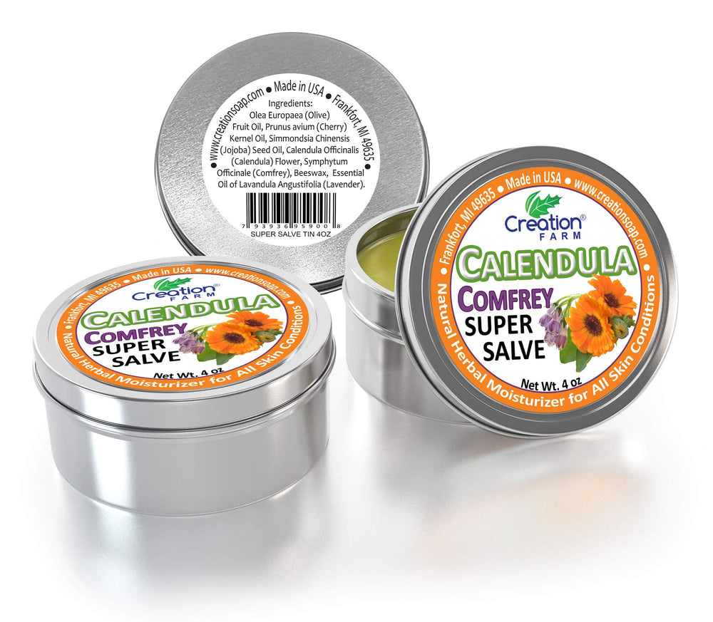 Creation Pharm Calendula Salve eco-friendly packaging demonstrates sustainability.